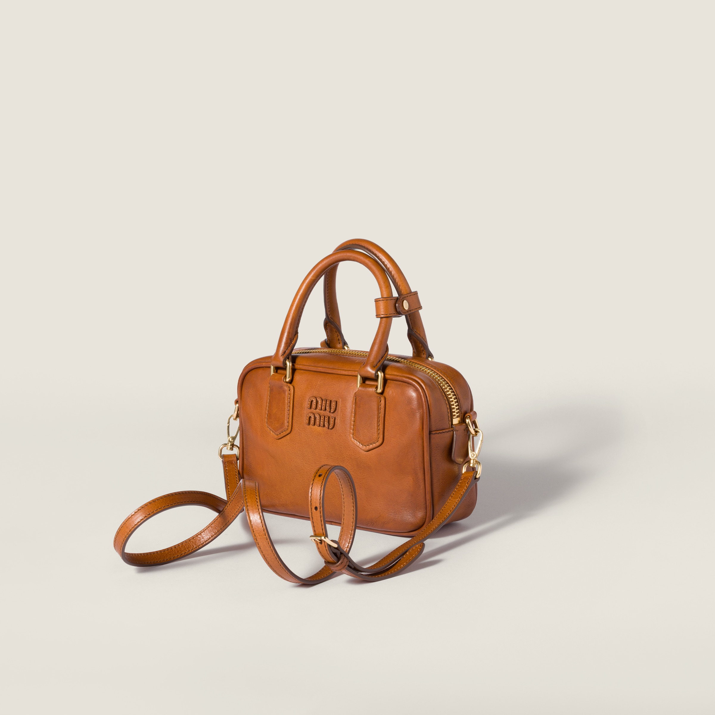 Miu Miu Arcadie Leather Bag In Brown