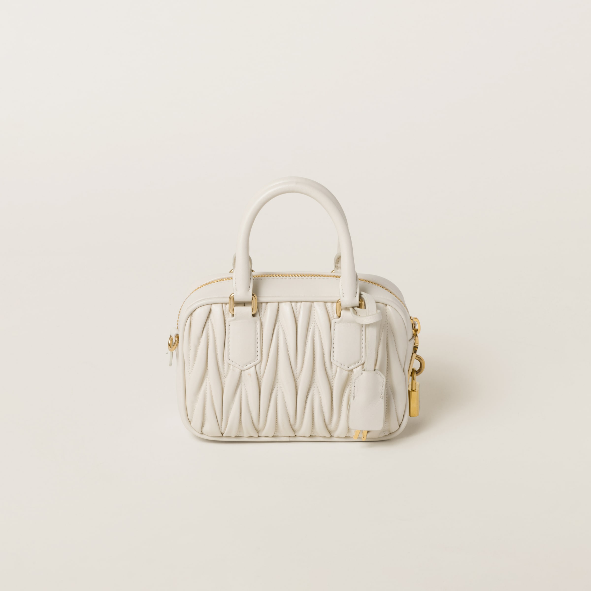 Miu Miu Arcadie Matelassé Nappa Leather Bag In White
