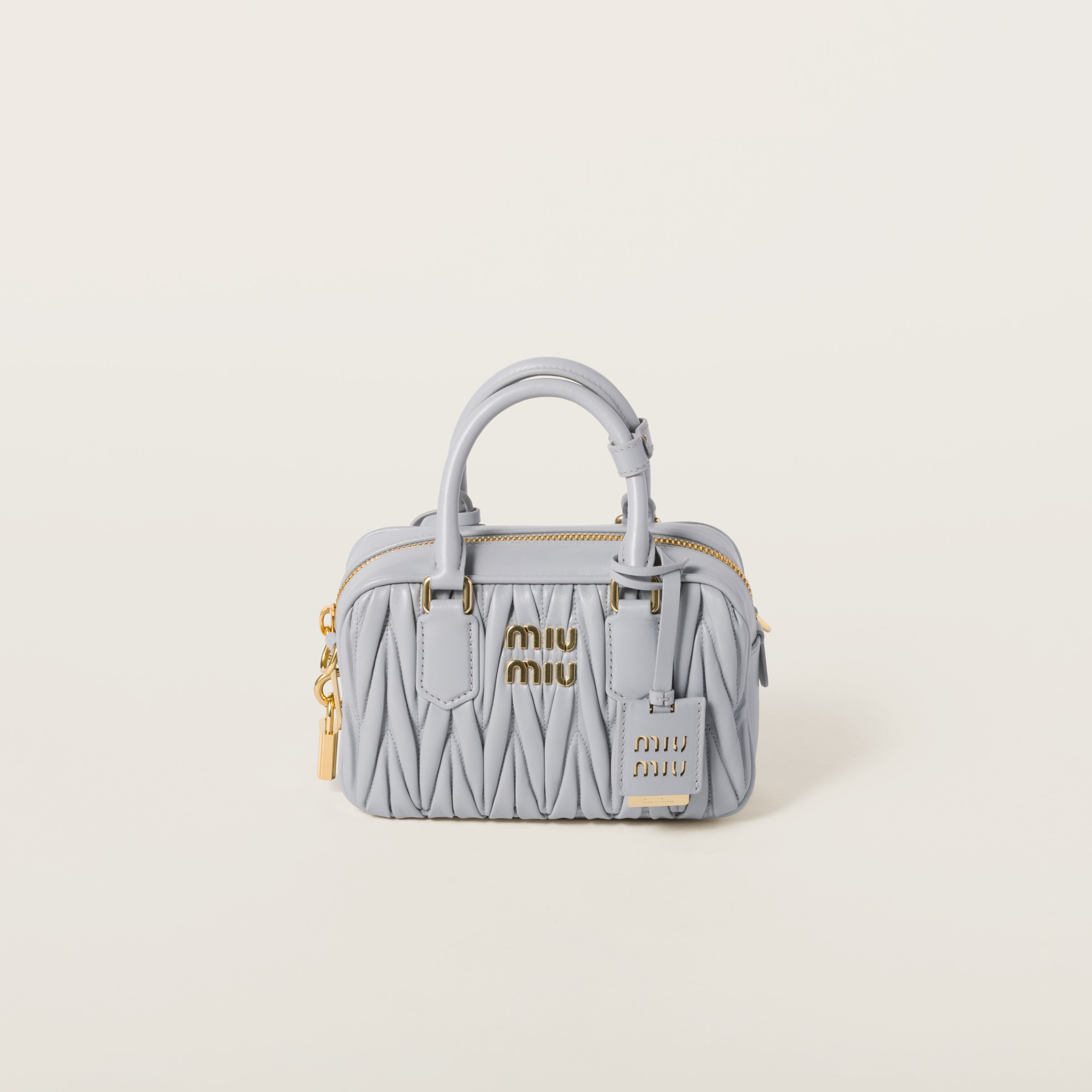 Miu Miu Arcadie Matelassé Nappa Leather Bag In Gray