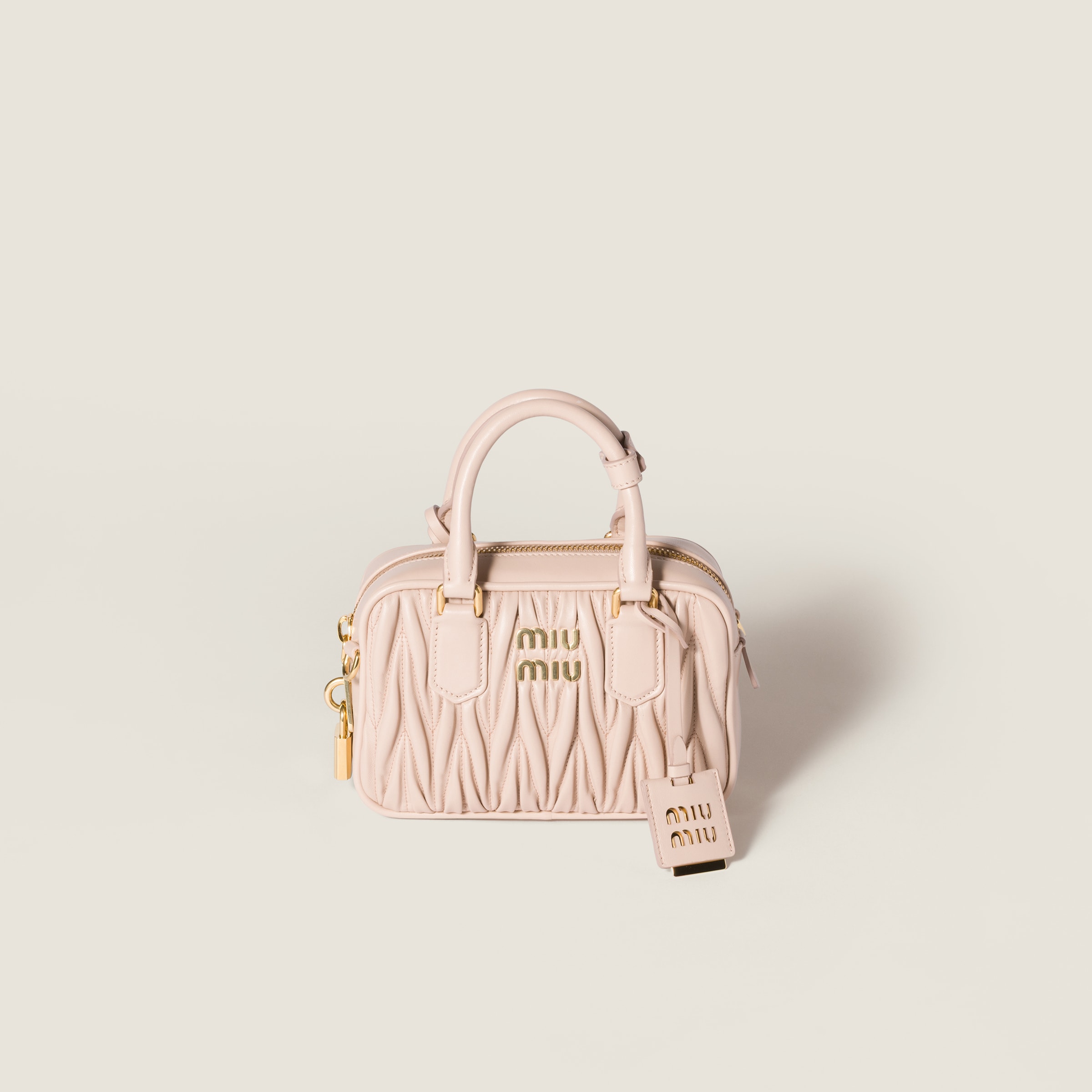 Miu Miu Arcadie Matelassé Nappa Leather Bag In Pink
