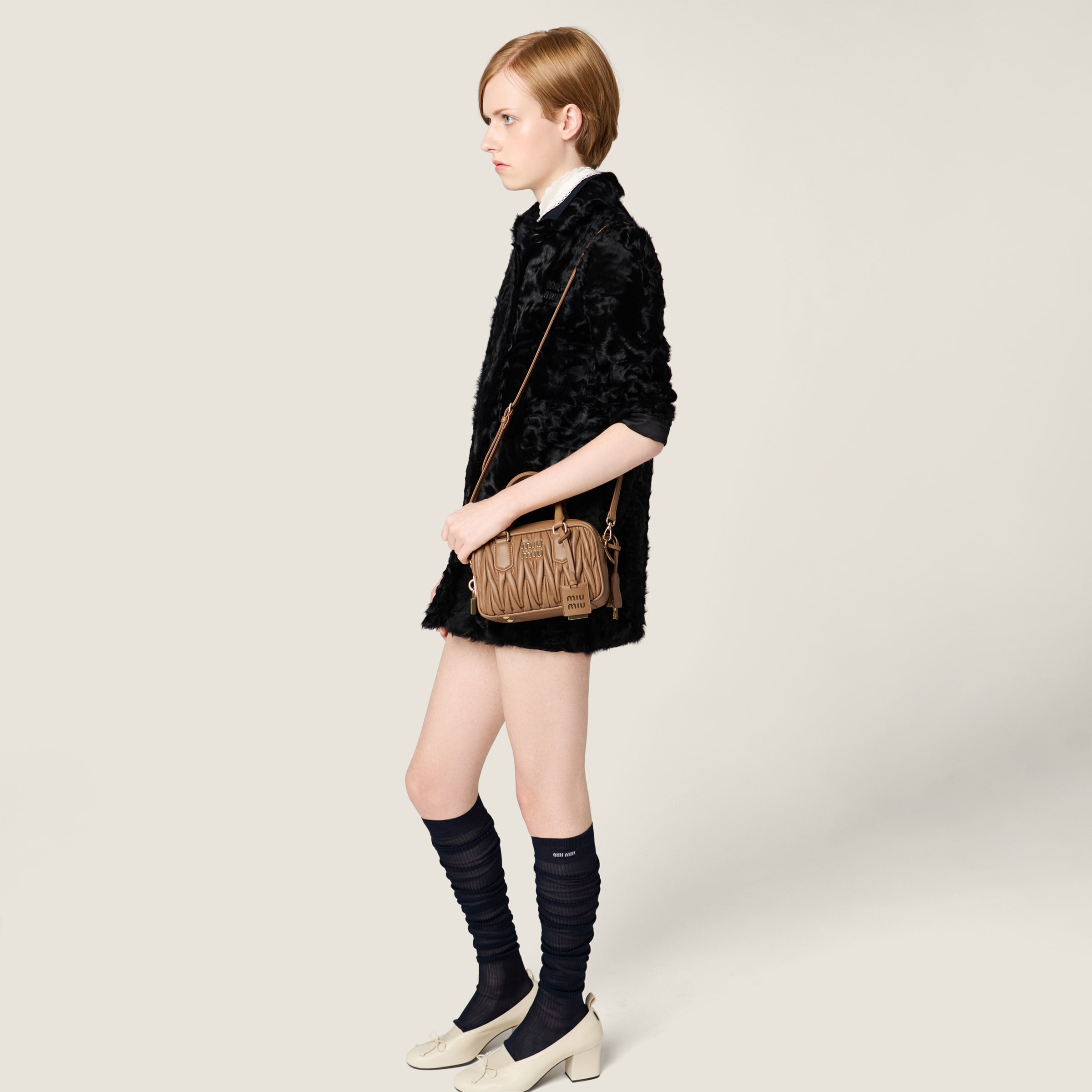 Caramel Arcadie Matelassé Nappa Leather Bag | Miu Miu - Denmark