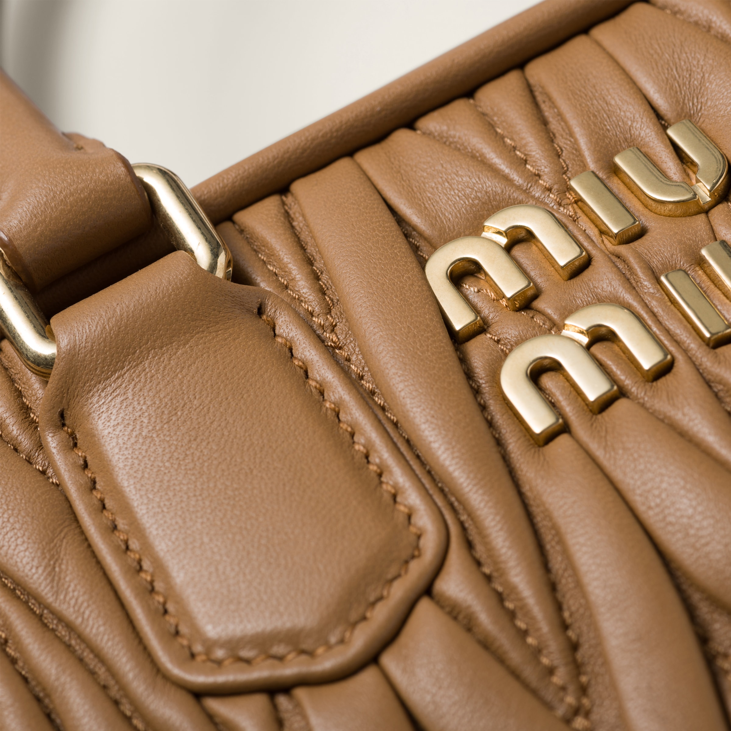 Caramel Arcadie Matelassé Nappa Leather Bag | Miu Miu