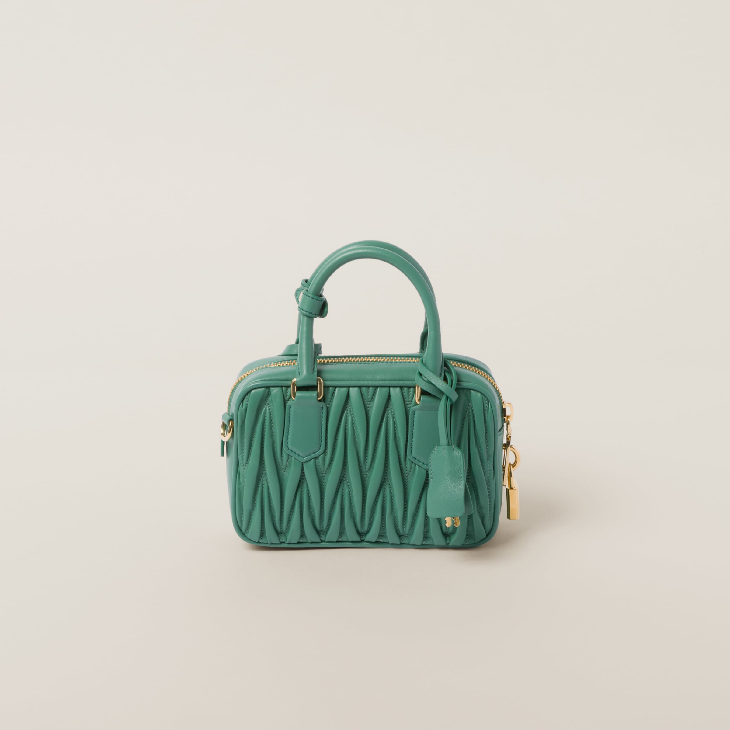 Sage Green Arcadie Matelassé Nappa Leather Bag | Miu Miu