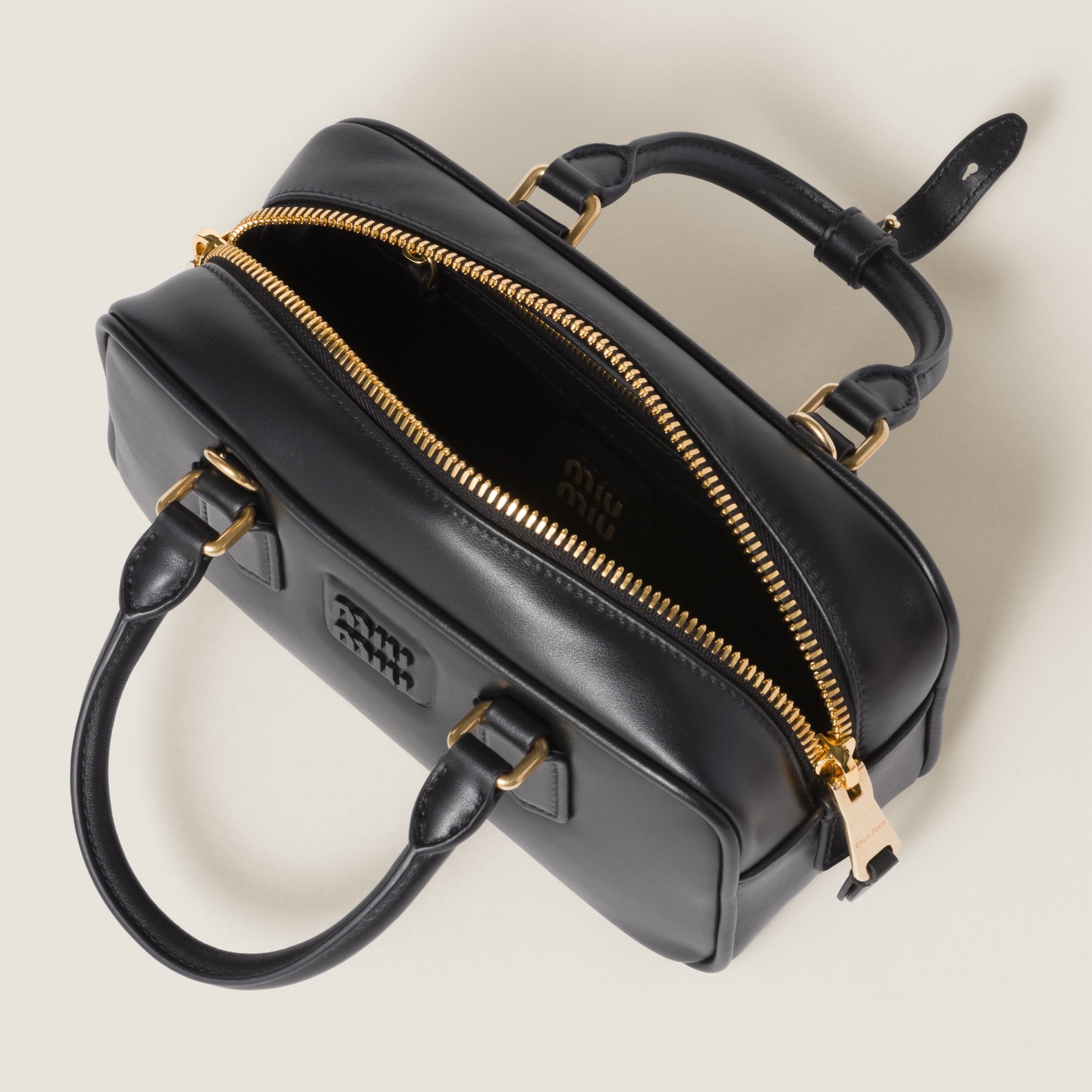 Black Arcadie Leather Bag | Miu Miu