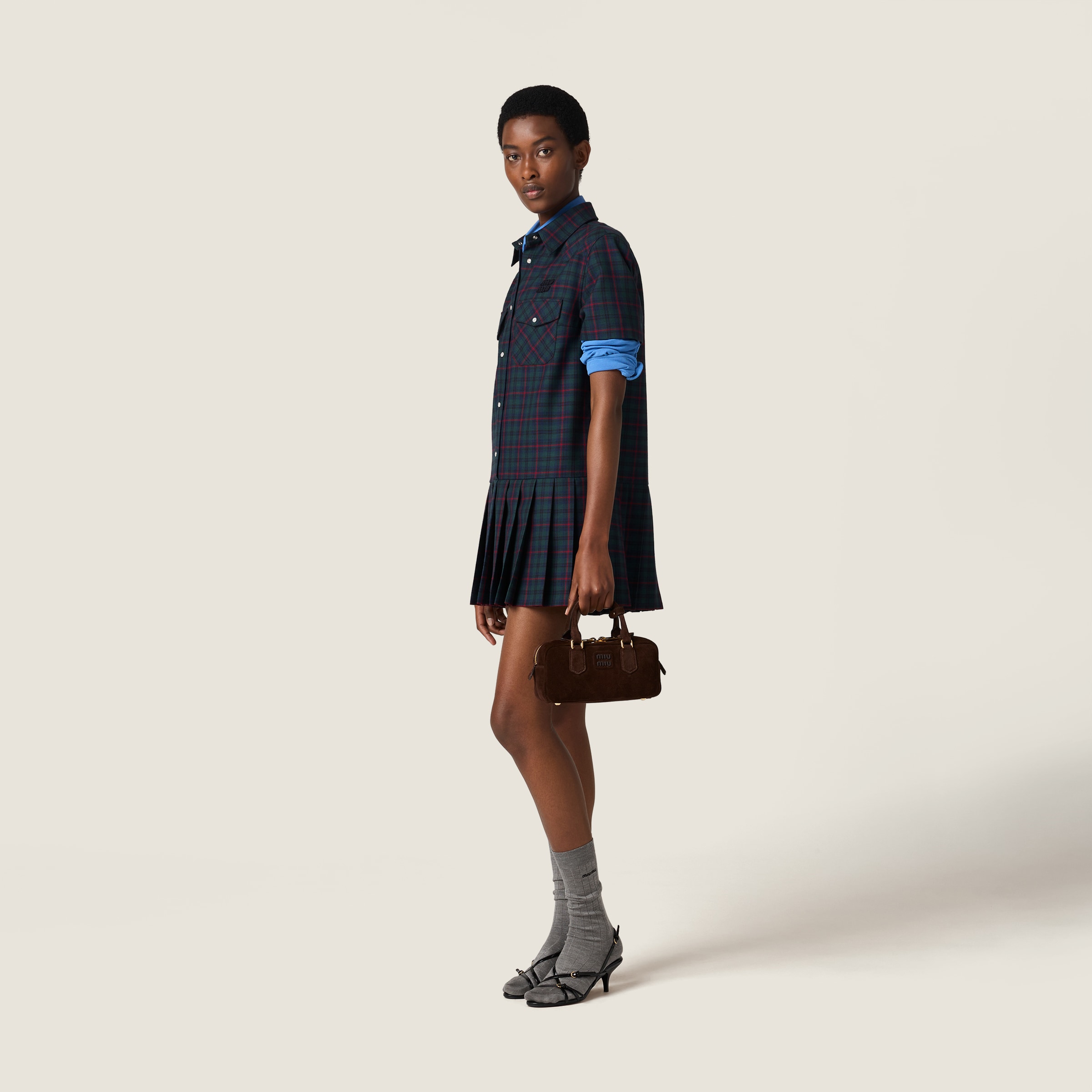 Dark Brown Arcadie Padded Suede Top-handle Bag | Miu Miu