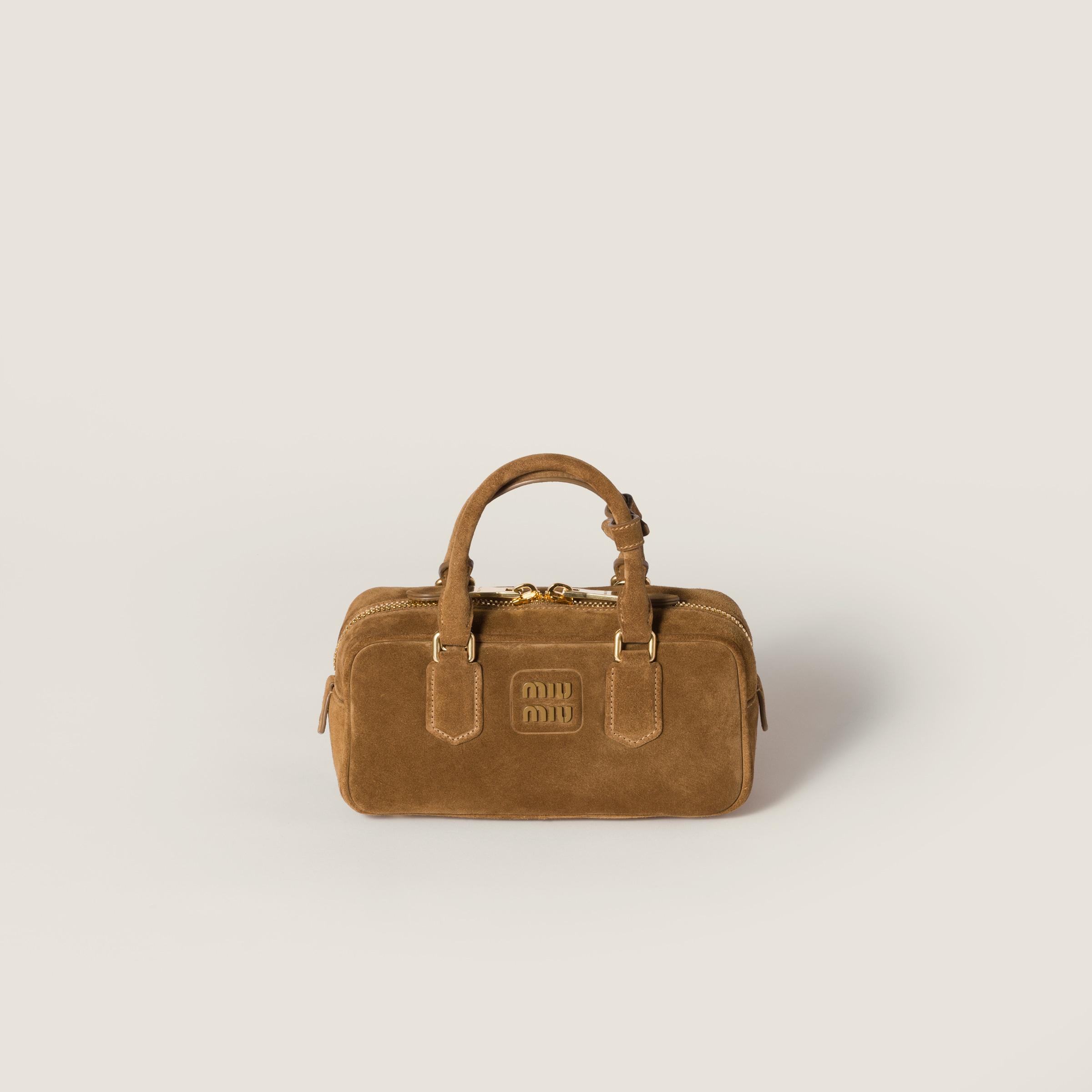 Miu Miu Arcadie Padded Suede Top-handle Bag In Green