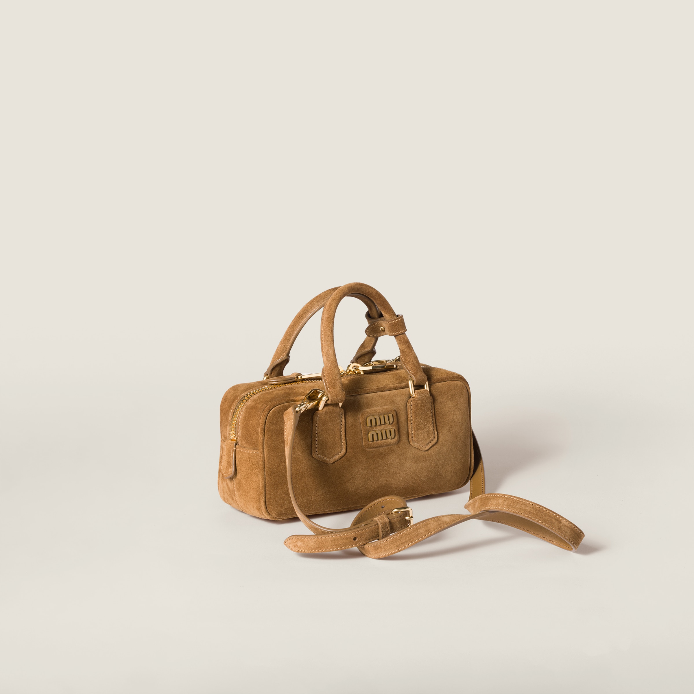 Miu Miu Arcadie Padded Suede Top-handle Bag In Green
