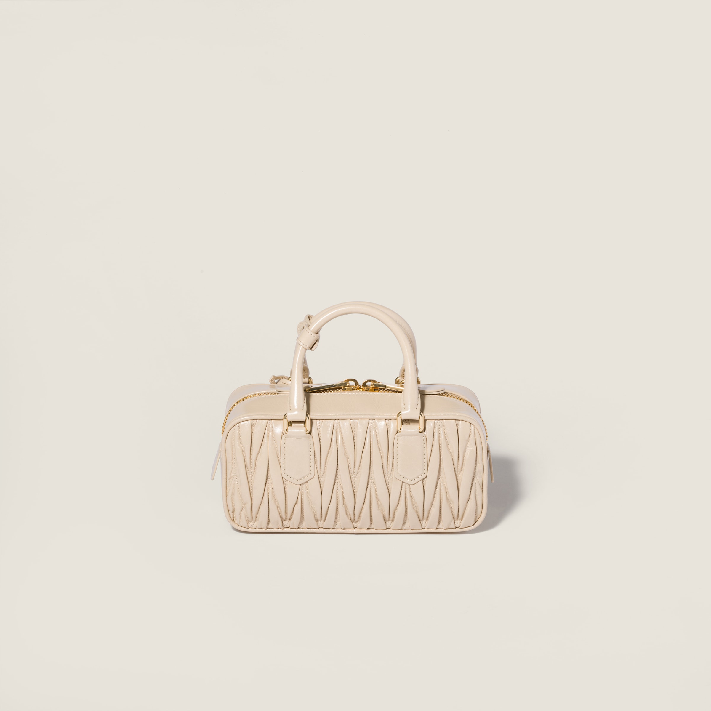 Travertine Stone Arcadie Shiny Matelassé Leather Bag | Miu Miu