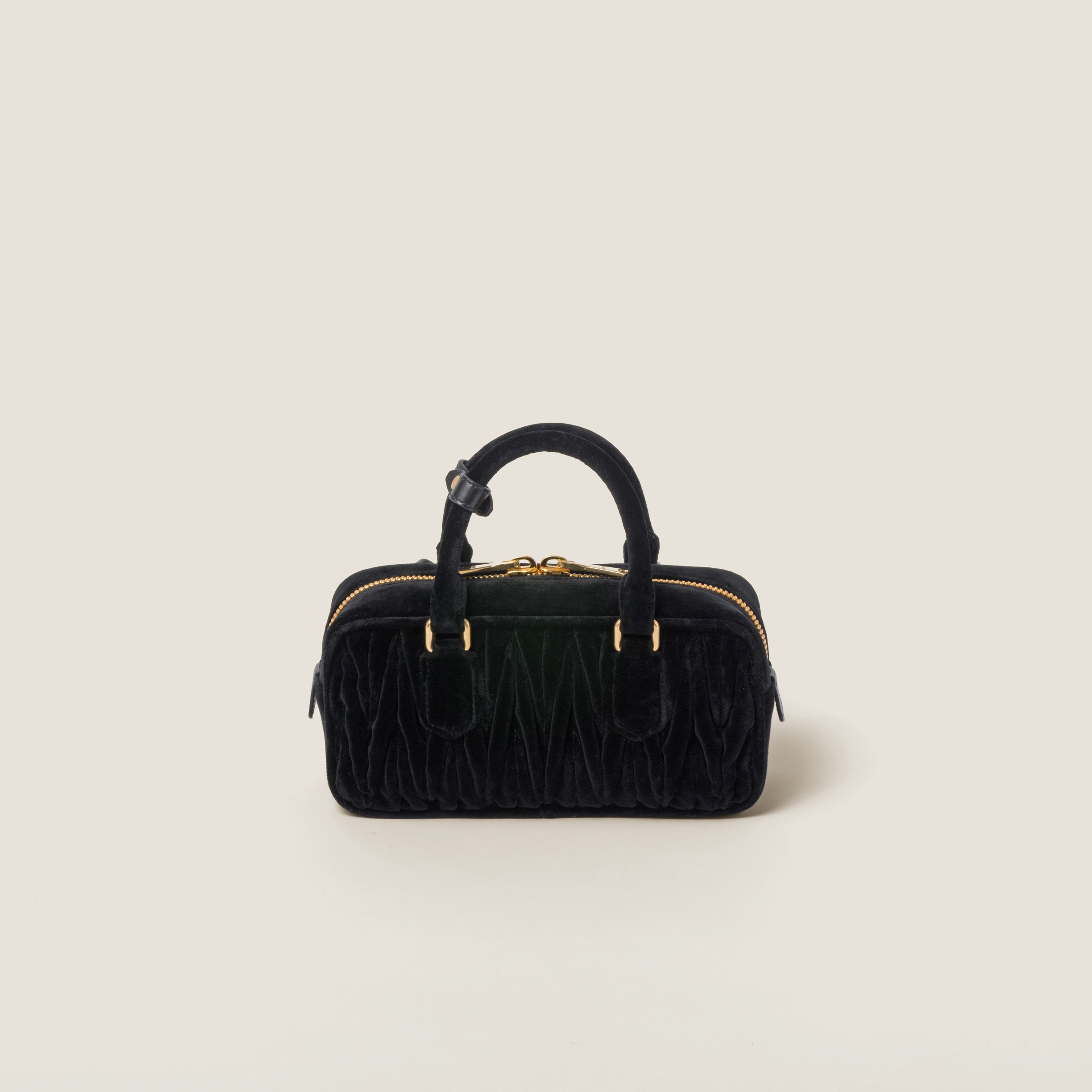Miu Miu Arcadie Matelassé Velvet Bag In Black