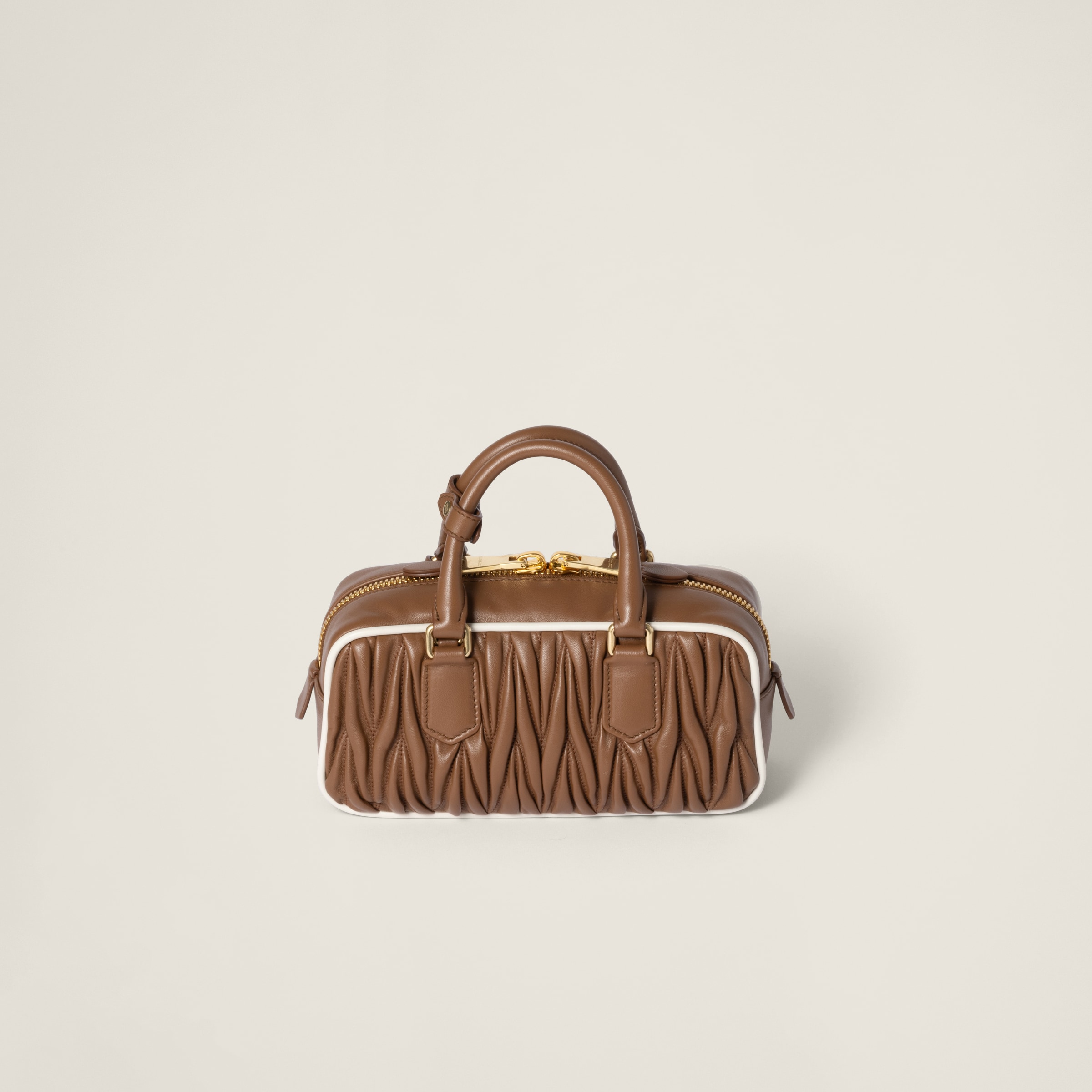 Miu Miu Arcadie Tote Bag In Cognac/white