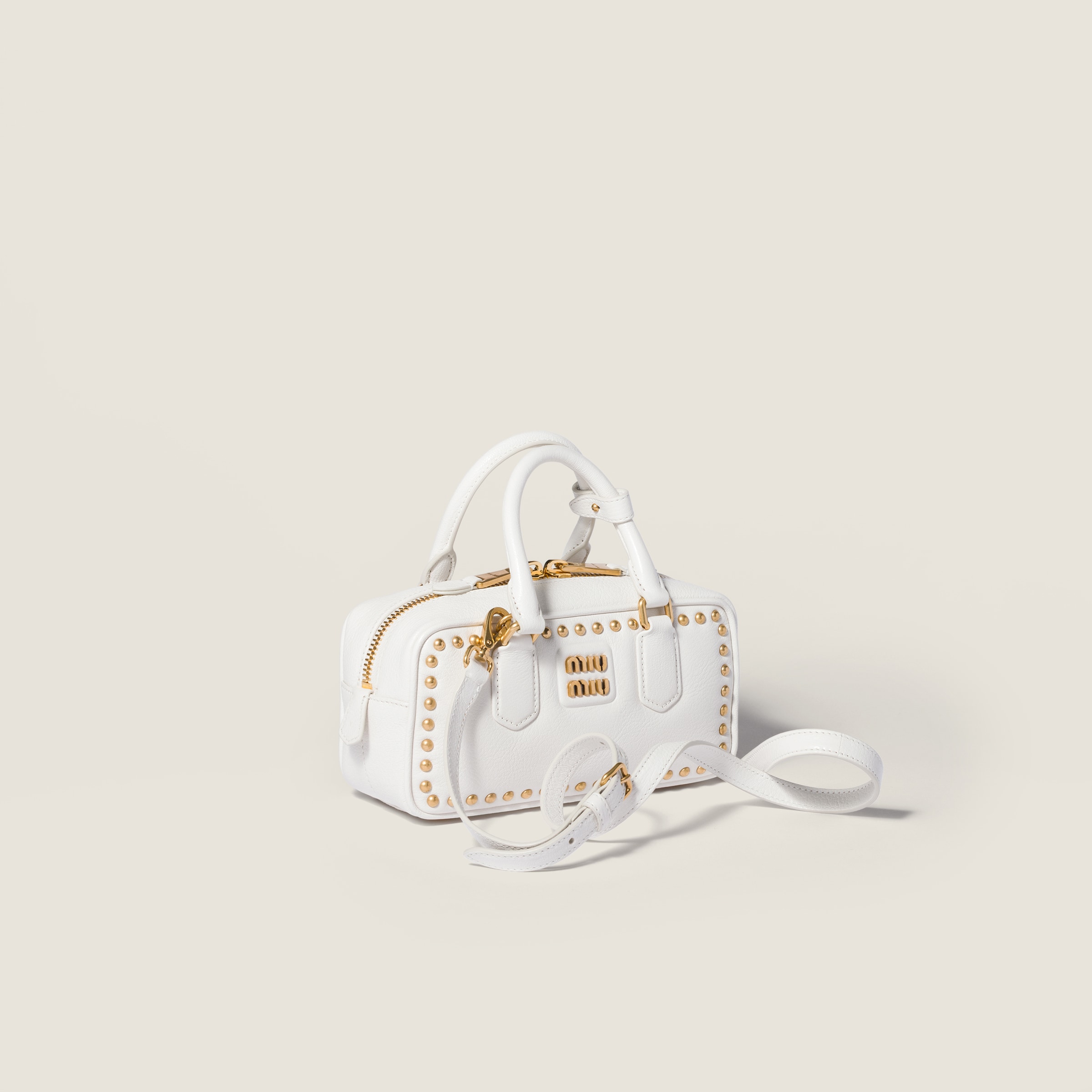 White Arcadie Studded Leather Bag | Miu Miu - United States