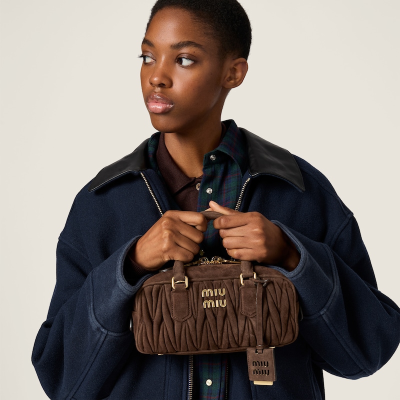 Arcadie matelassé suede bag