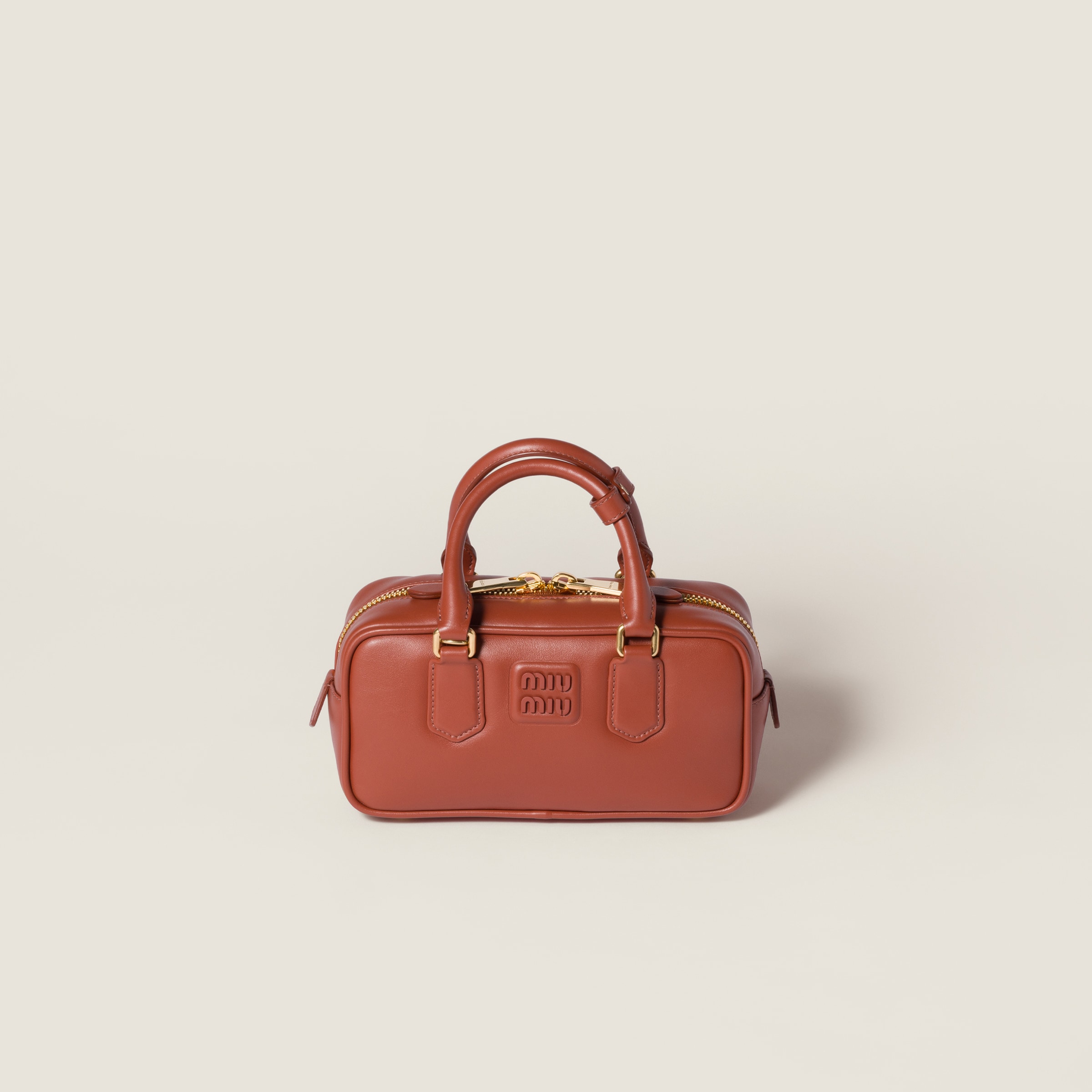 Miu Miu Arcadie Leather Bag In Brown