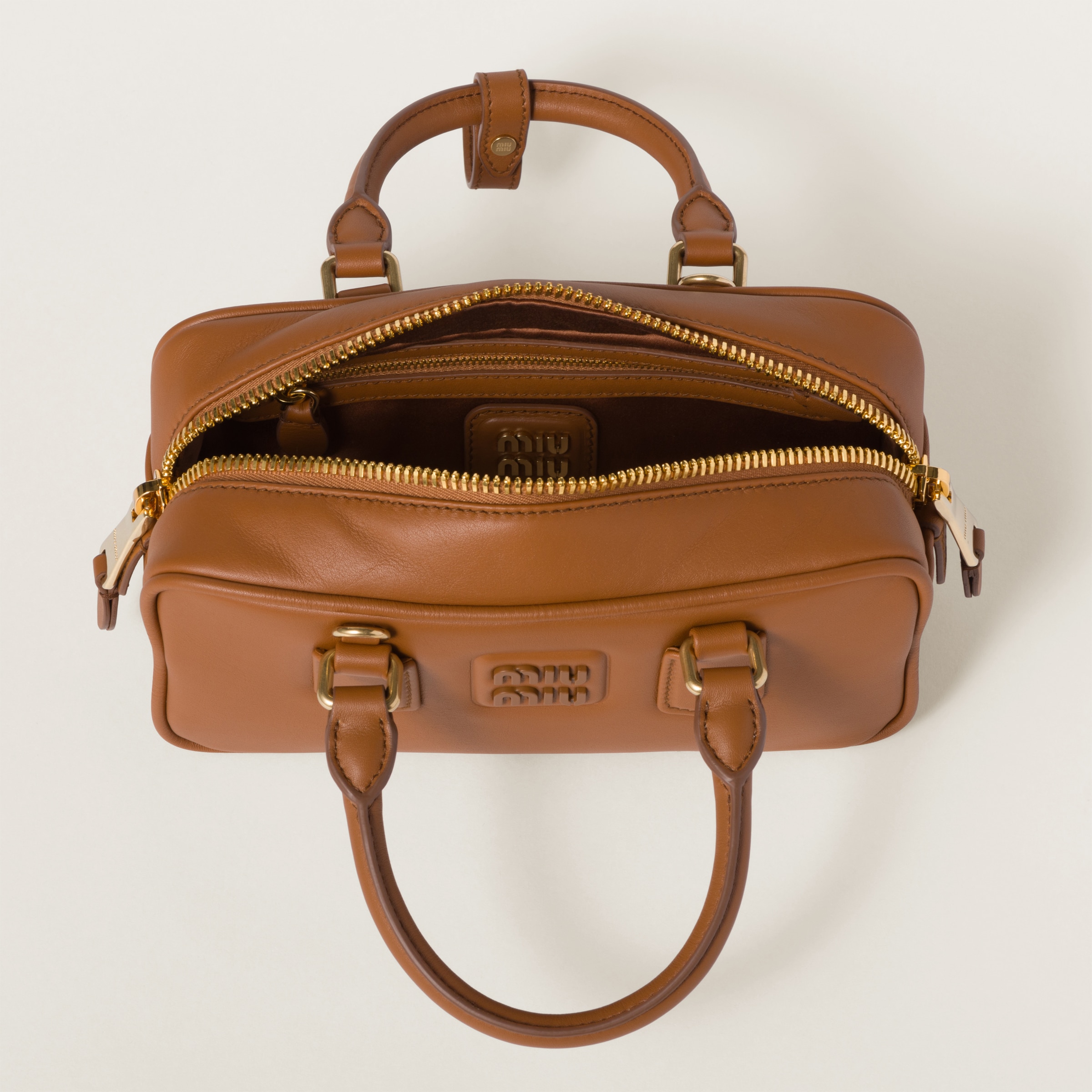 Cognac Arcadie Leather Bag Miu Miu