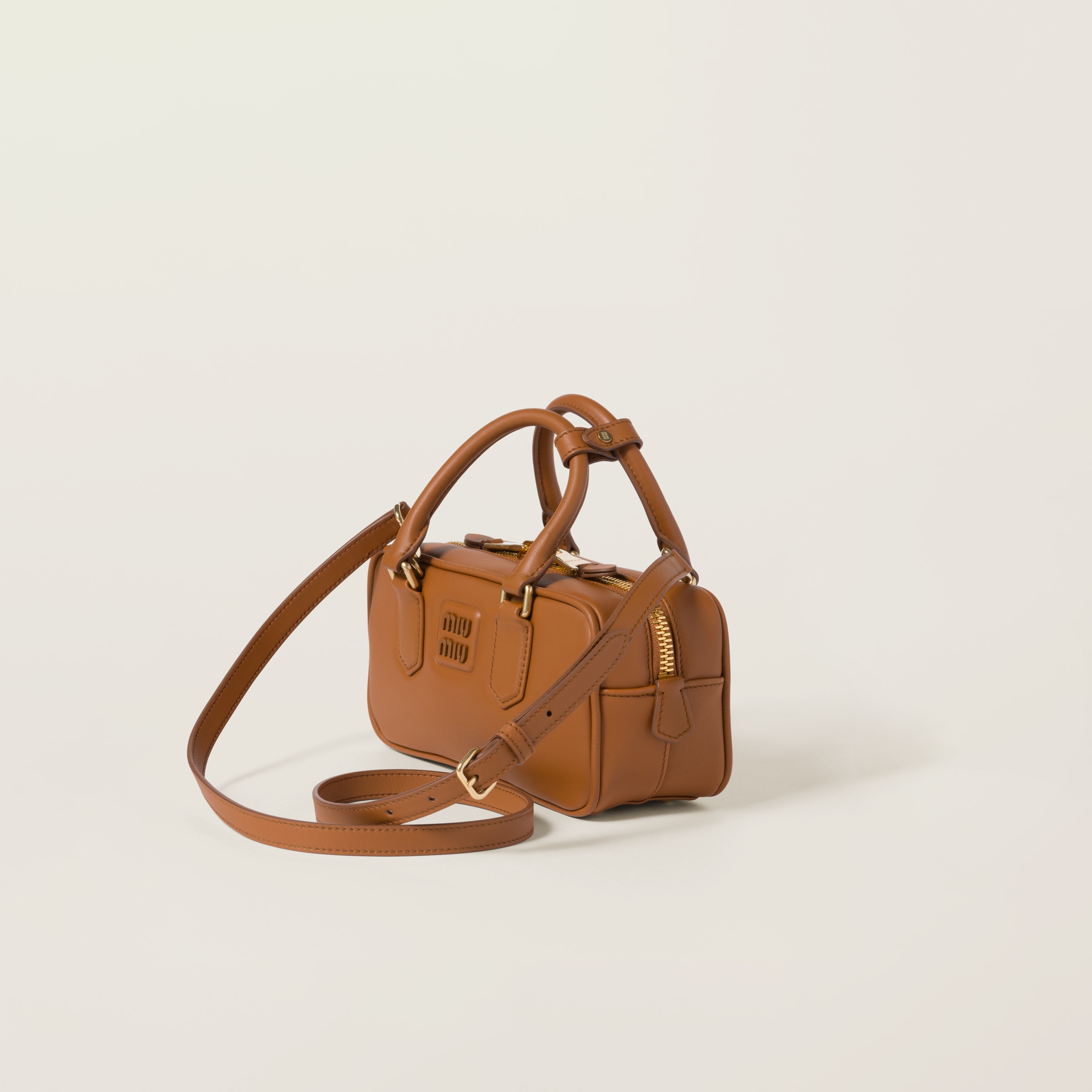 Cognac Arcadie Leather Bag | Miu Miu