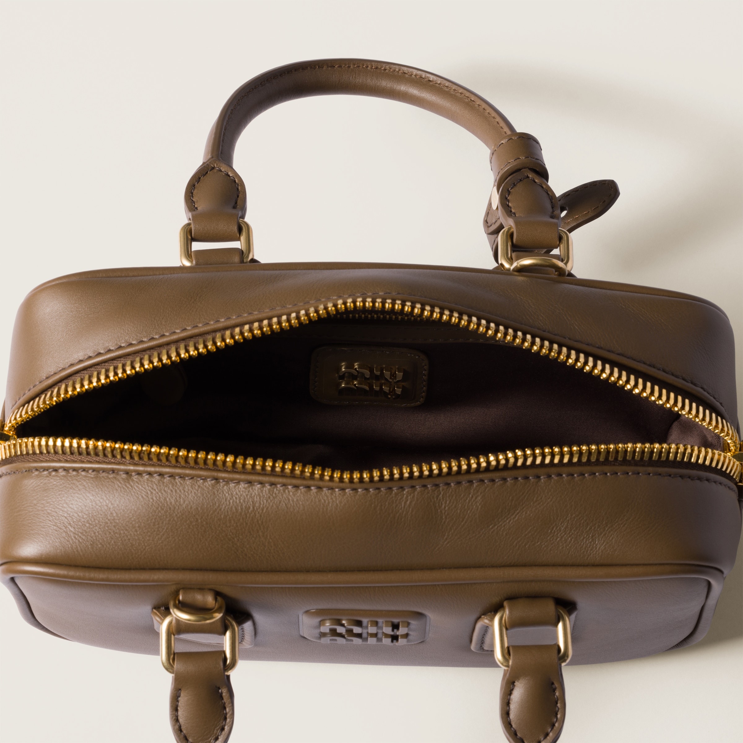 Miu Miu Arcadie Leather Bag In Tundra