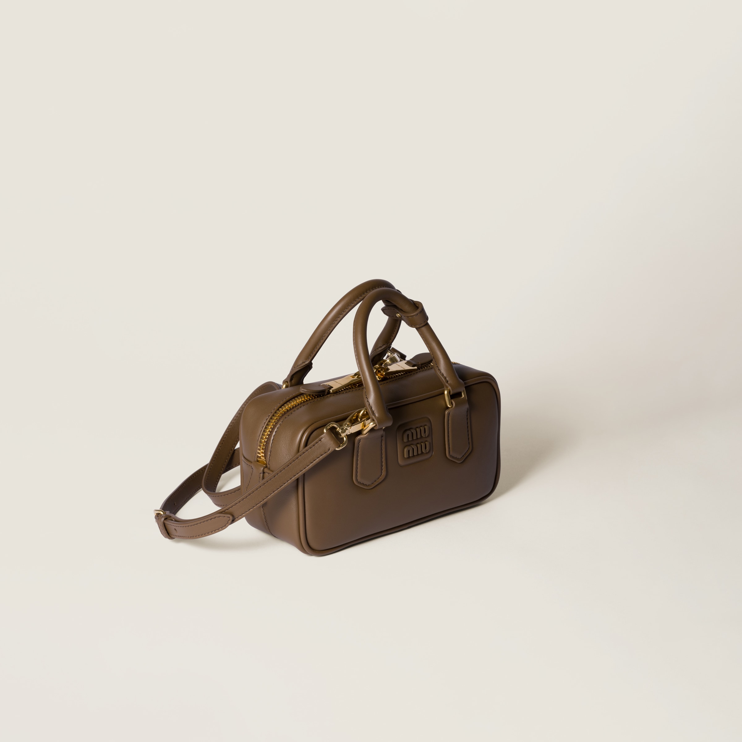 Miu Miu Arcadie Leather Bag In Tundra