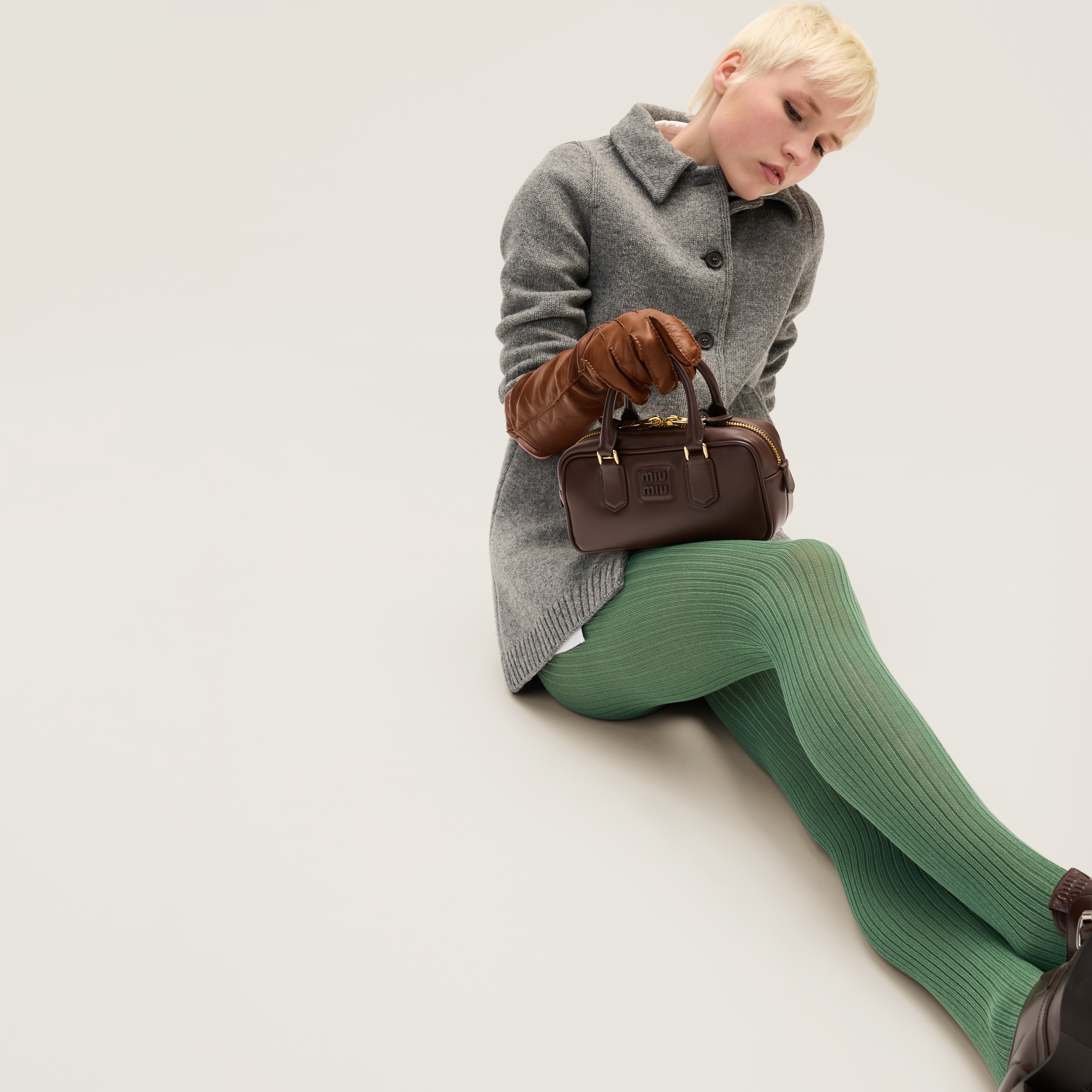 Miu Miu Arcadie Leather Bag In Briarwood