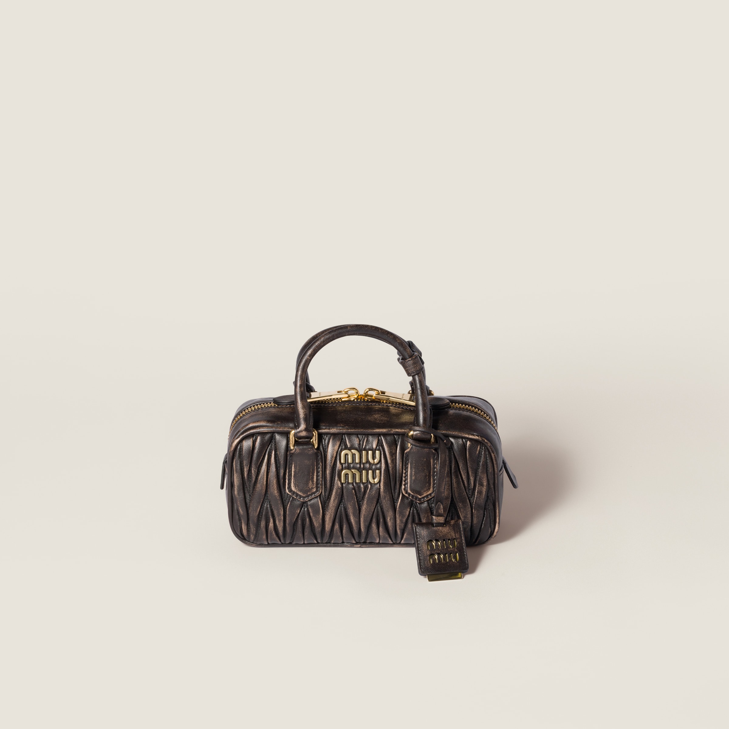 Miu Miu Arcadie Matelassé Nappa Leather Bag In Brown
