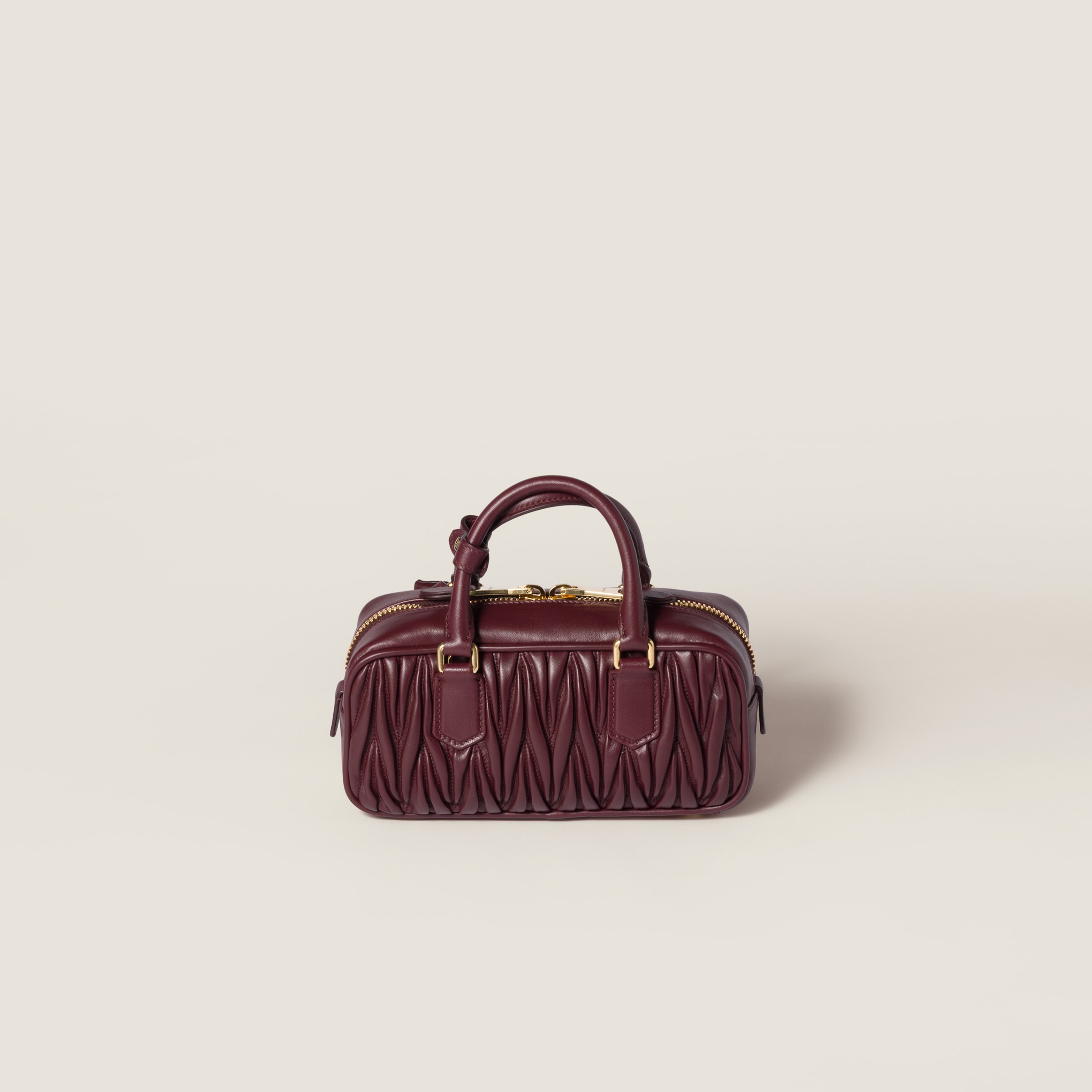Miu Miu Arcadie Matelassé Nappa Leather Bag In Burgundy