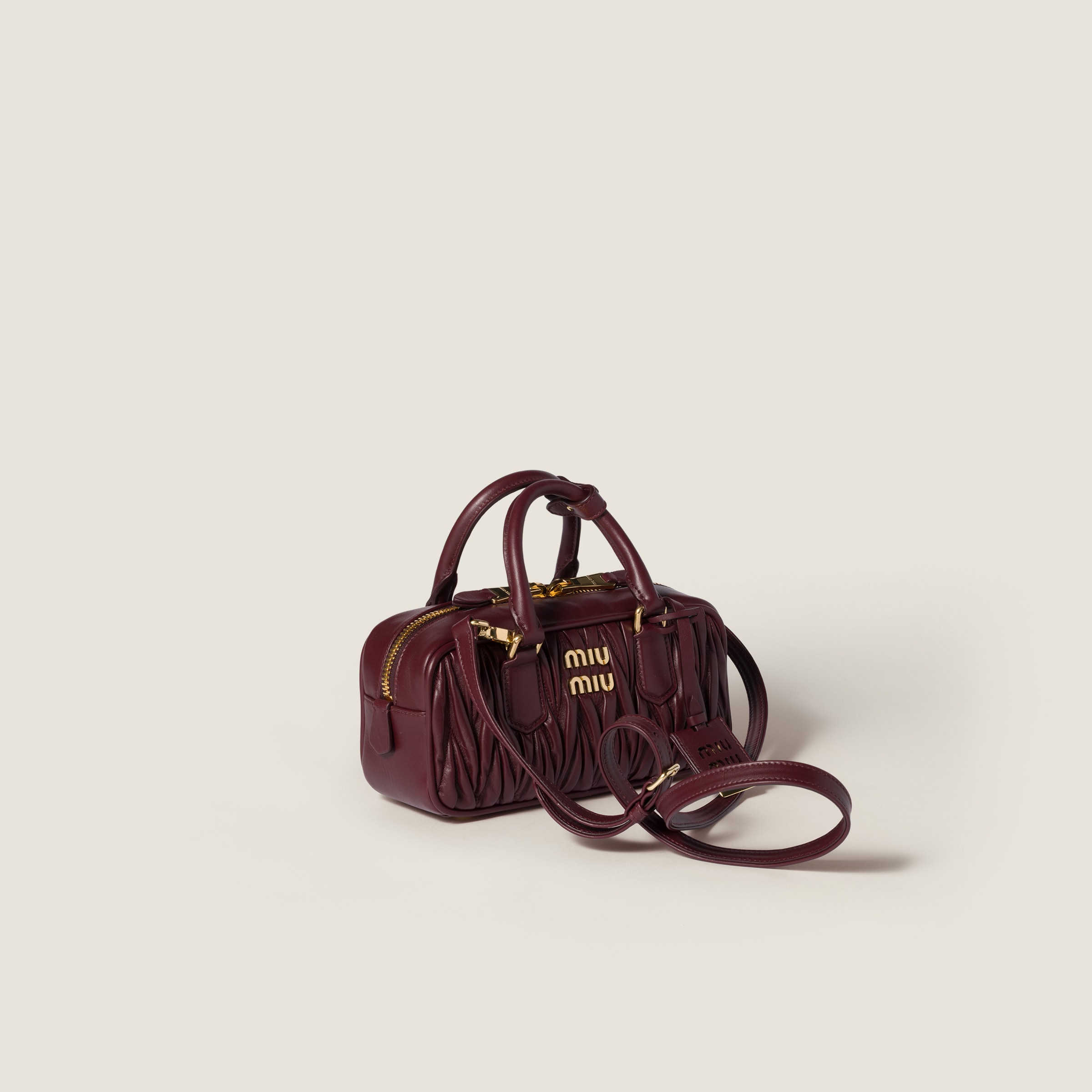 Miu Miu Arcadie Matelassé Nappa Leather Bag In Burgundy