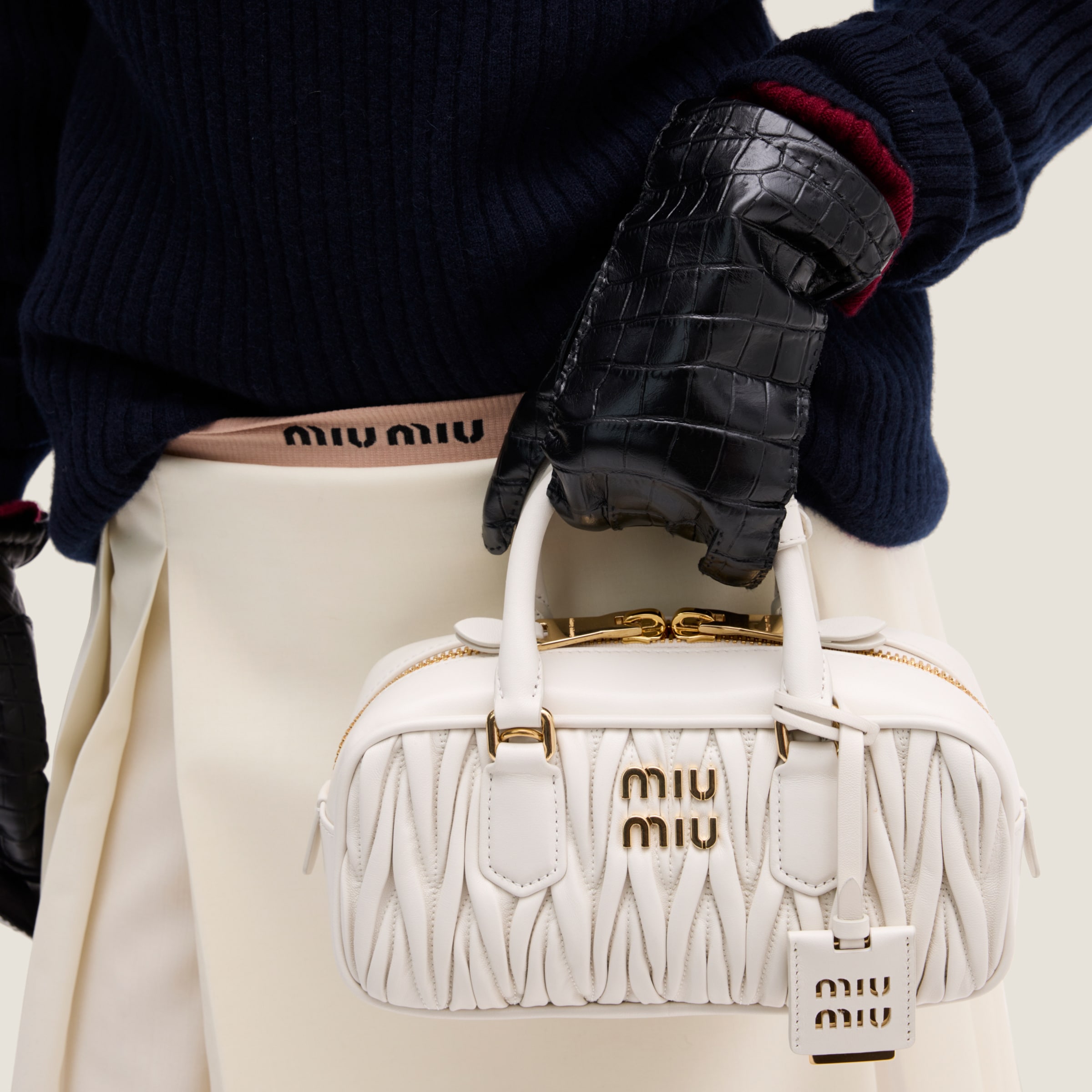 ショルダーバッグ・ポシェット MiuMiu | Arcadie matelasse nappa leather bag Miu Miu Arcadie Matelasse Nappa Leather Bag Black in Leather