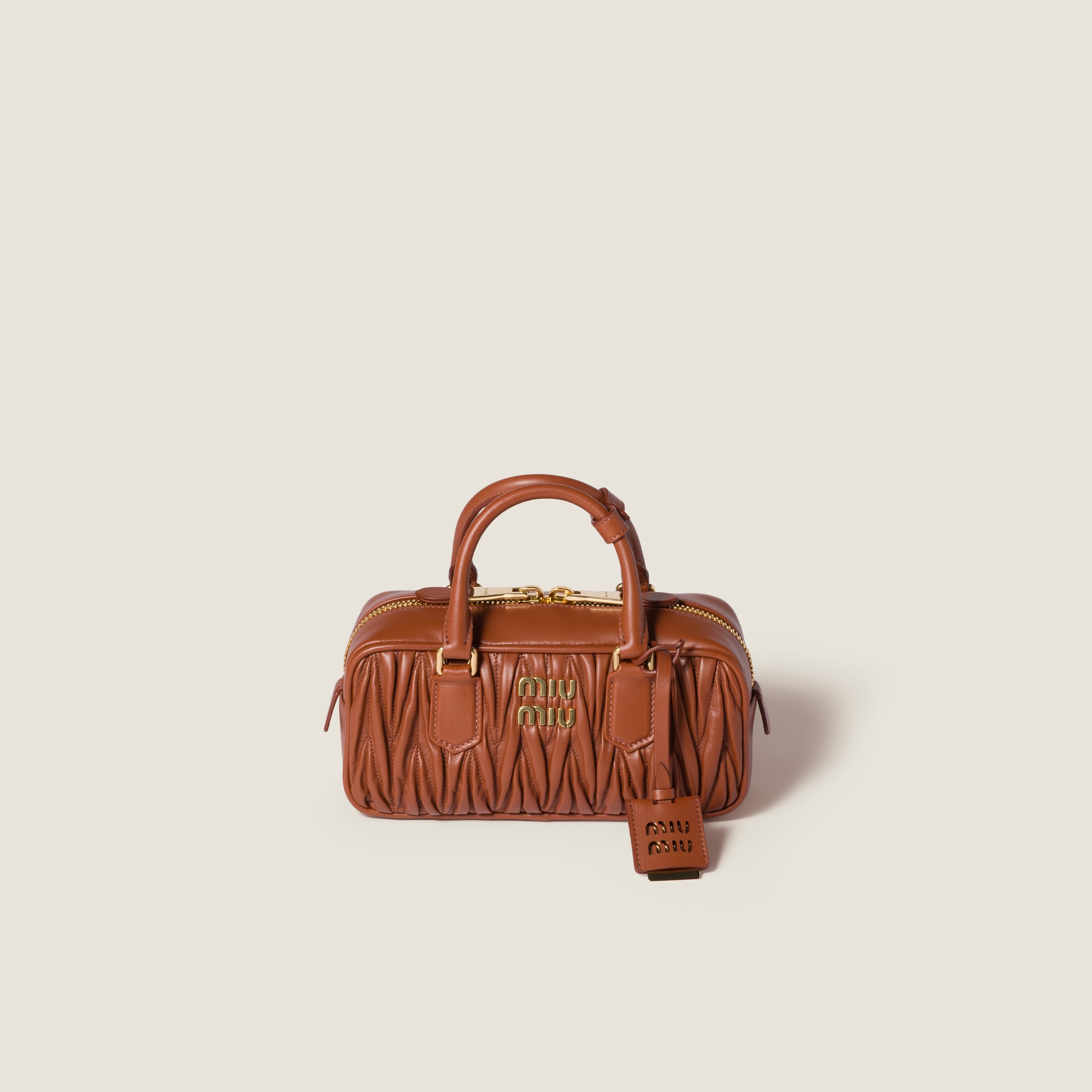 Miu Miu Arcadie Matelassé Nappa Leather Bag In Brown