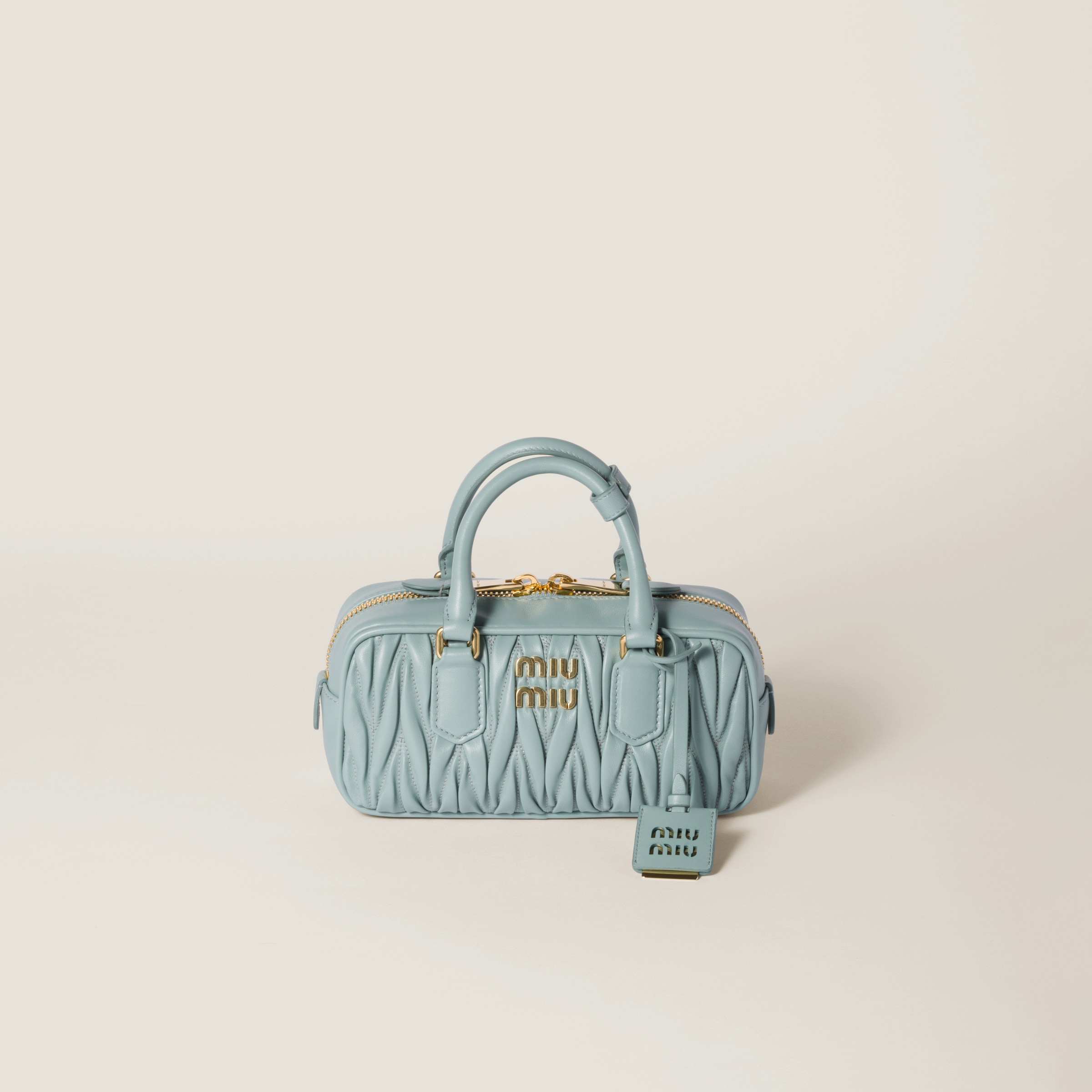 Miu Miu Arcadie Matelassé Nappa Leather Bag In Marigold