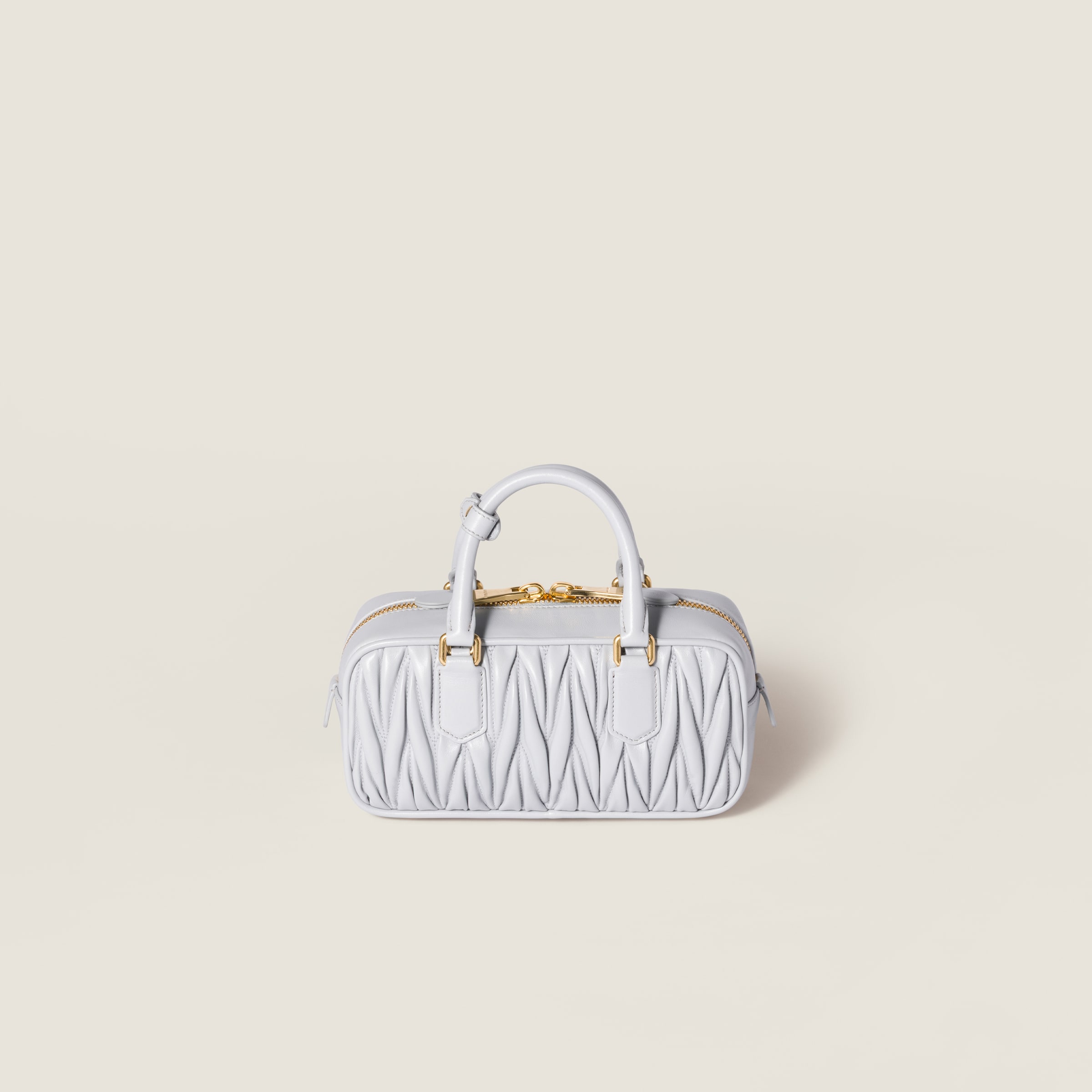 Pearl Gray Arcadie Matelassé Nappa Leather Bag | Miu Miu