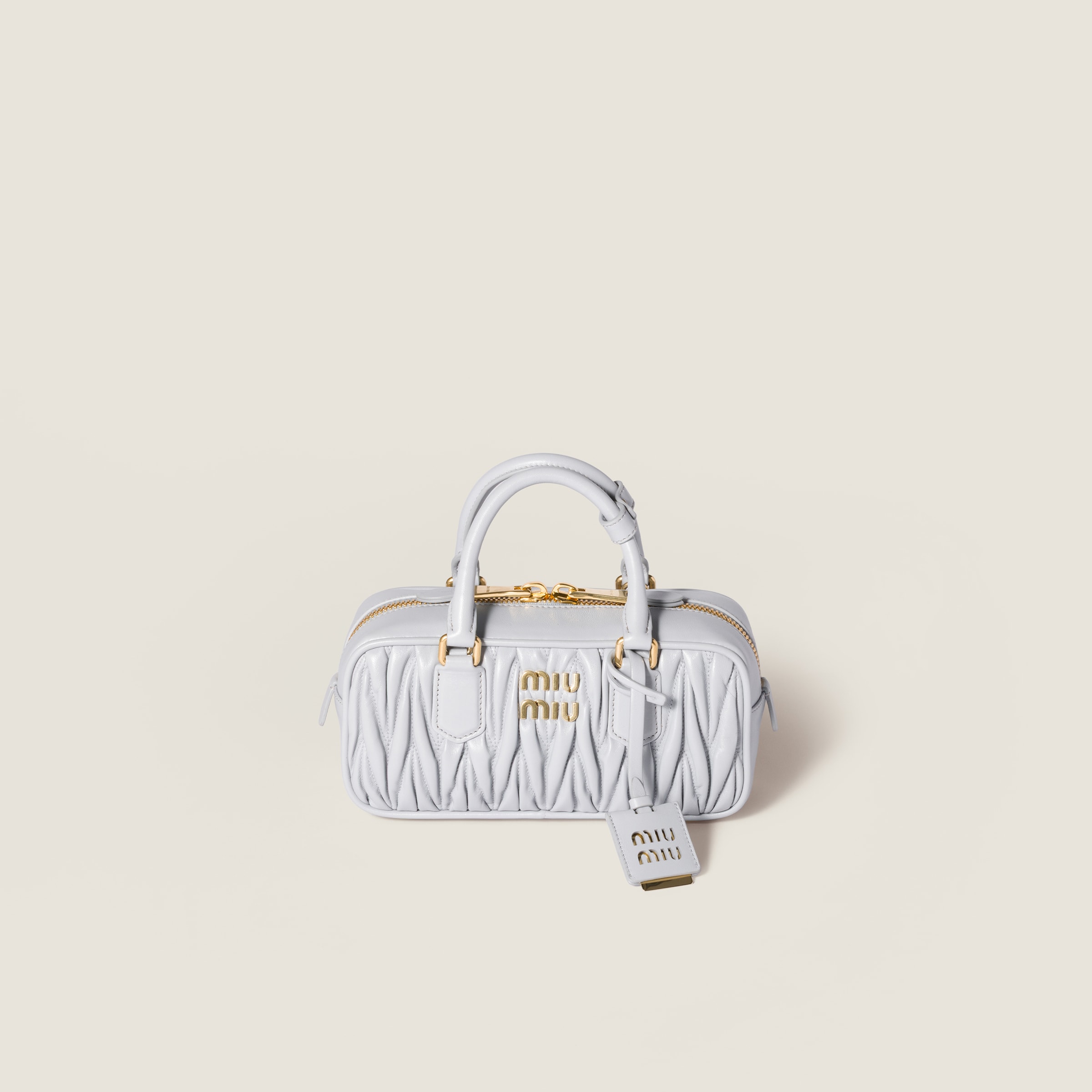 Miu Miu Arcadie Matelassé Nappa Leather Bag In Gray