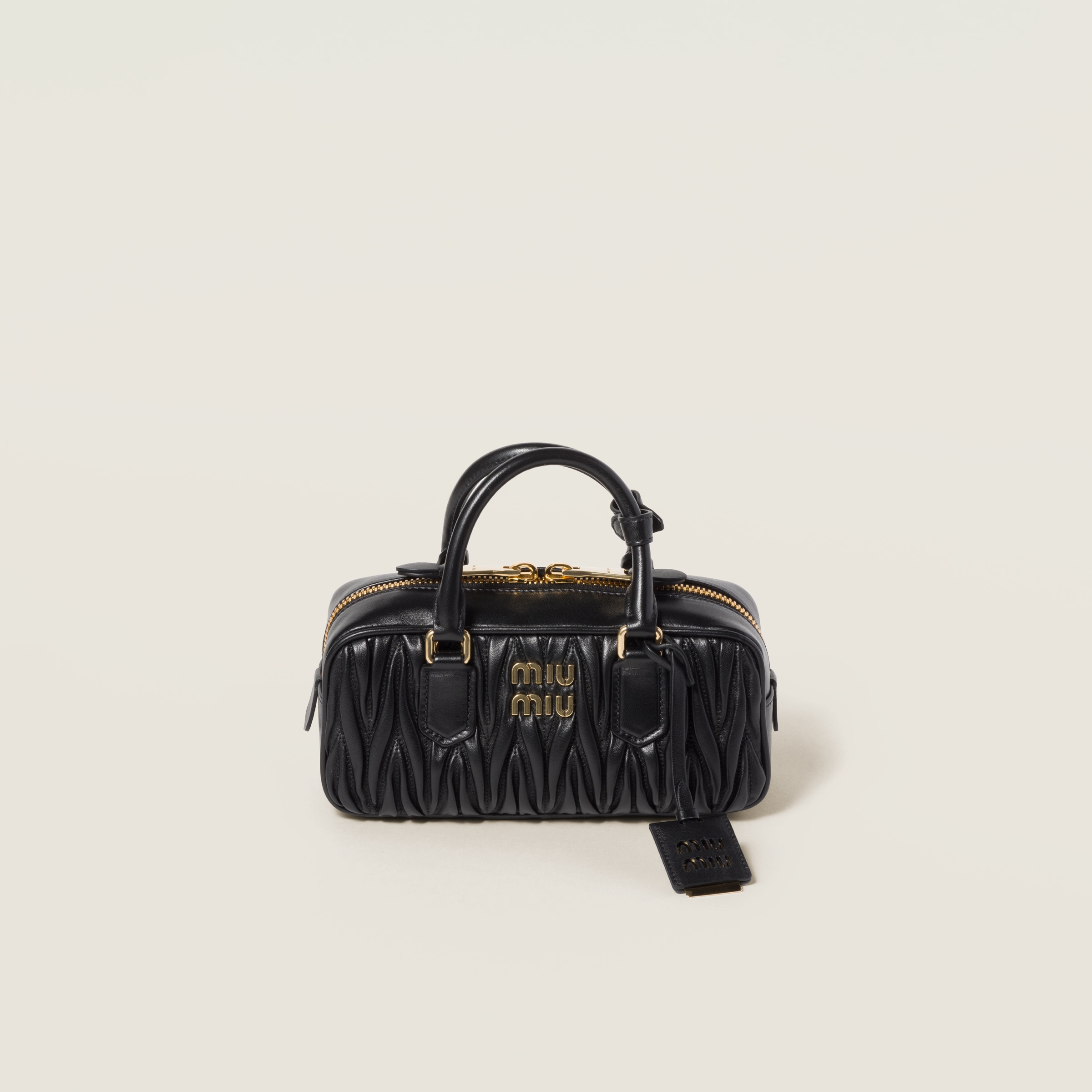 Miumiu Arcadie Matelassé Nappa Leather Bag In Black