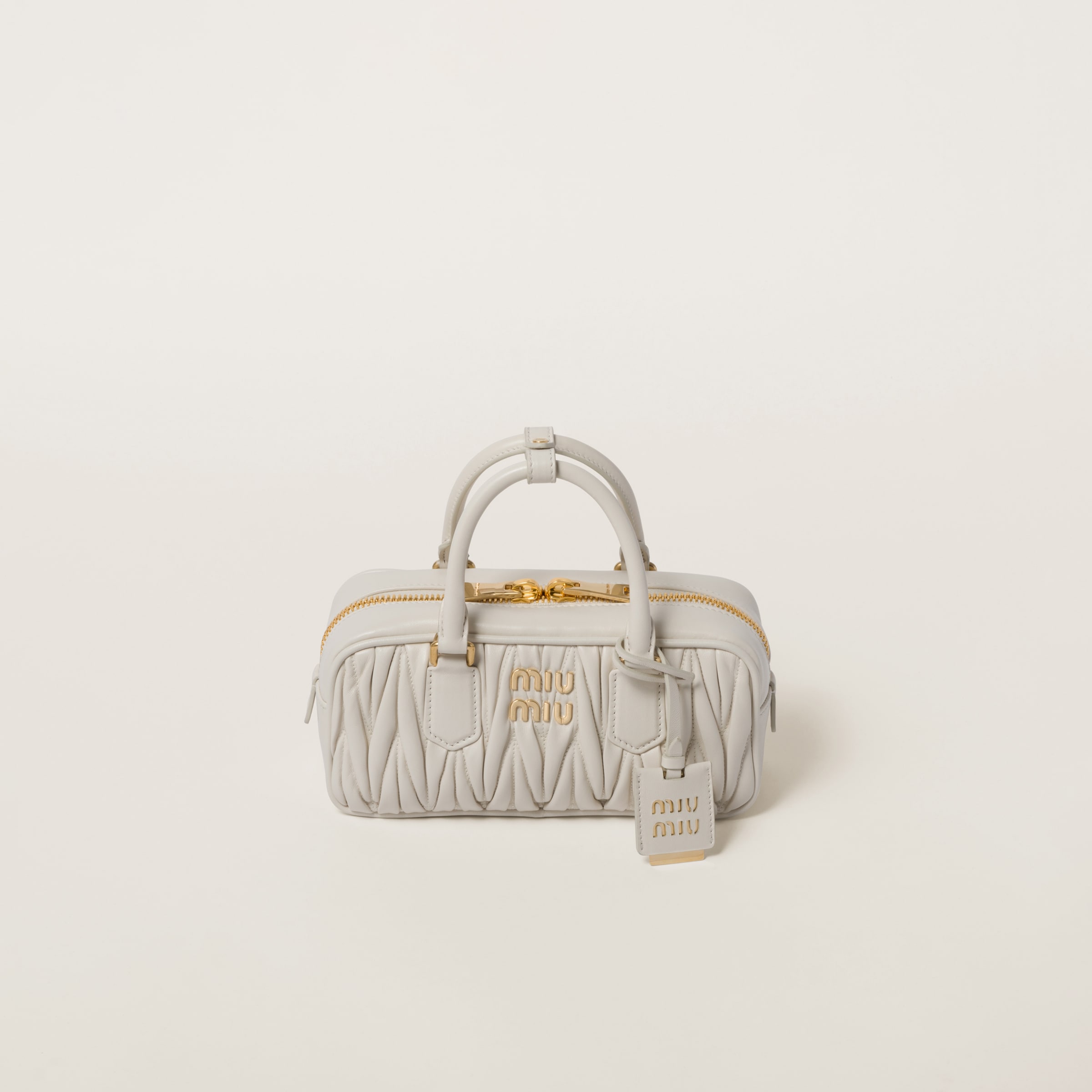 White Arcadie Matelass Nappa Leather Bag Miu Miu