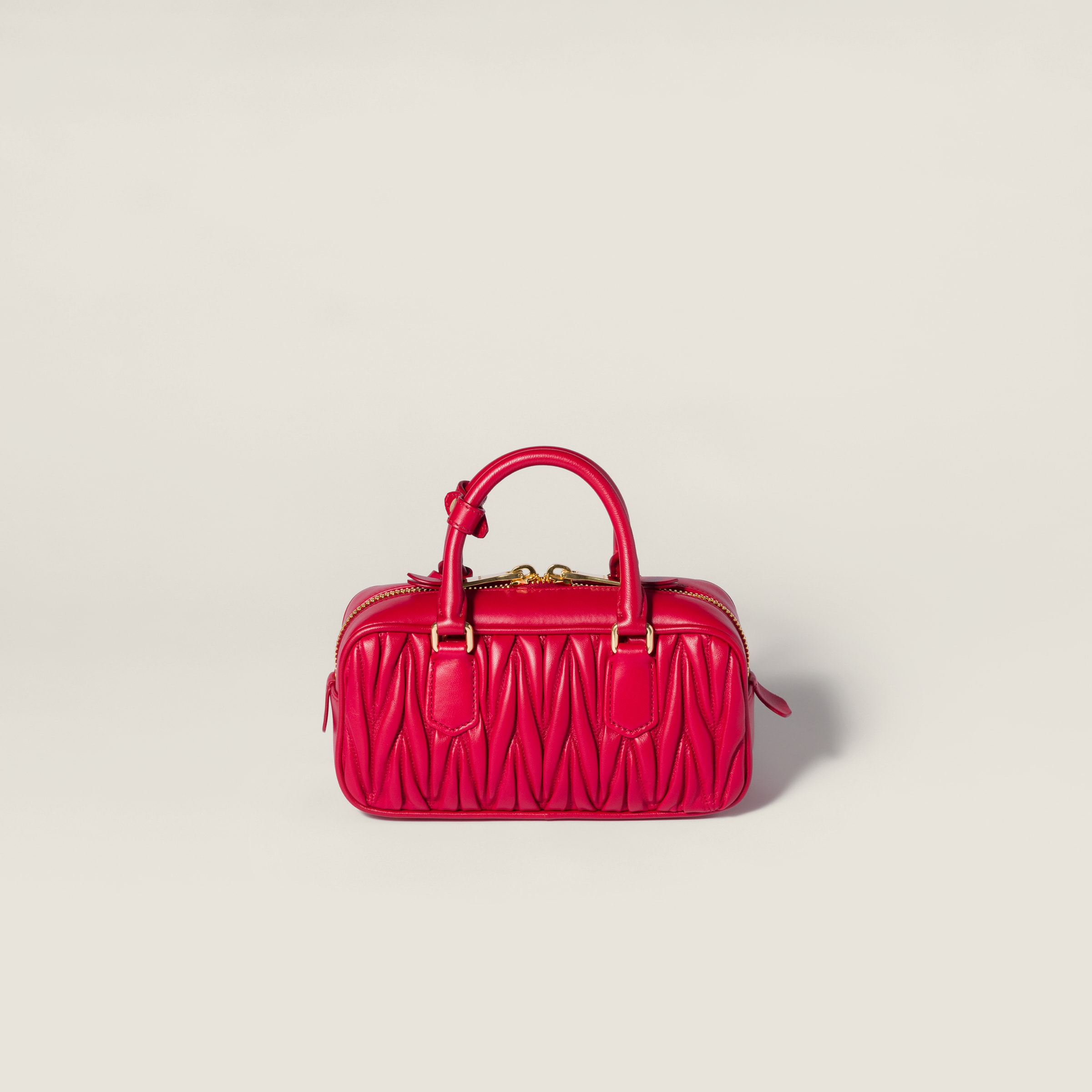 Miu Miu Arcadie Matelassé Nappa Leather Bag In Red