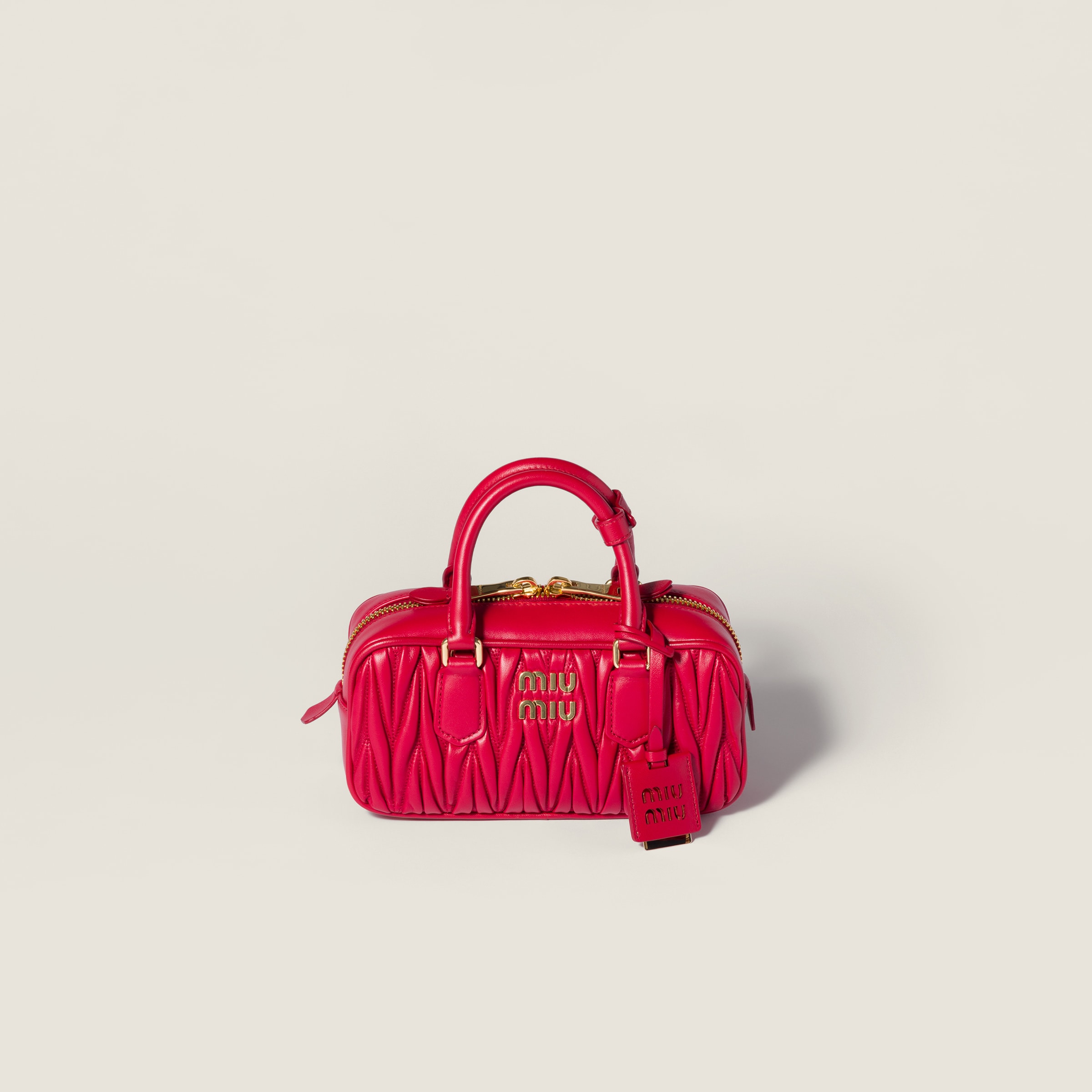 Miu Miu Arcadie Matelassé Nappa Leather Bag In Red