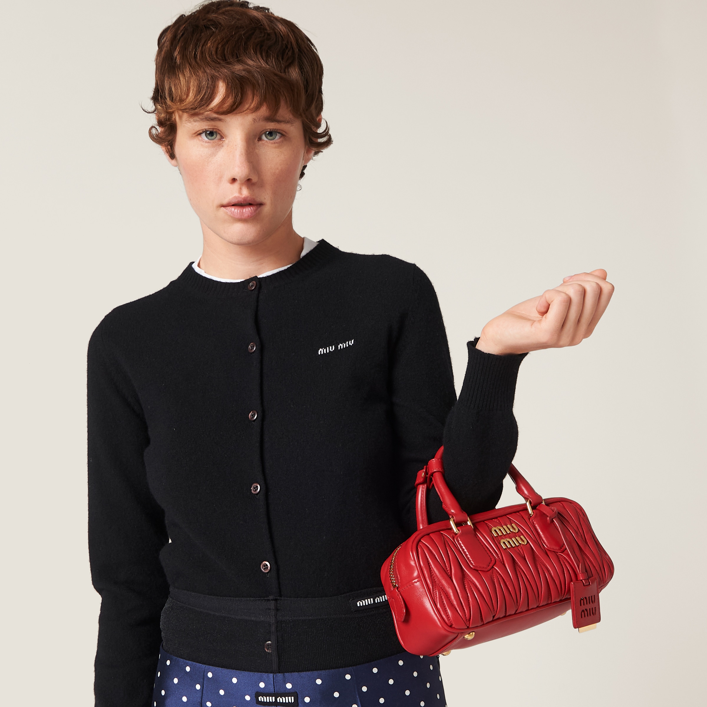 Red Arcadie Matelasse Nappa Leather Bag Miu Miu