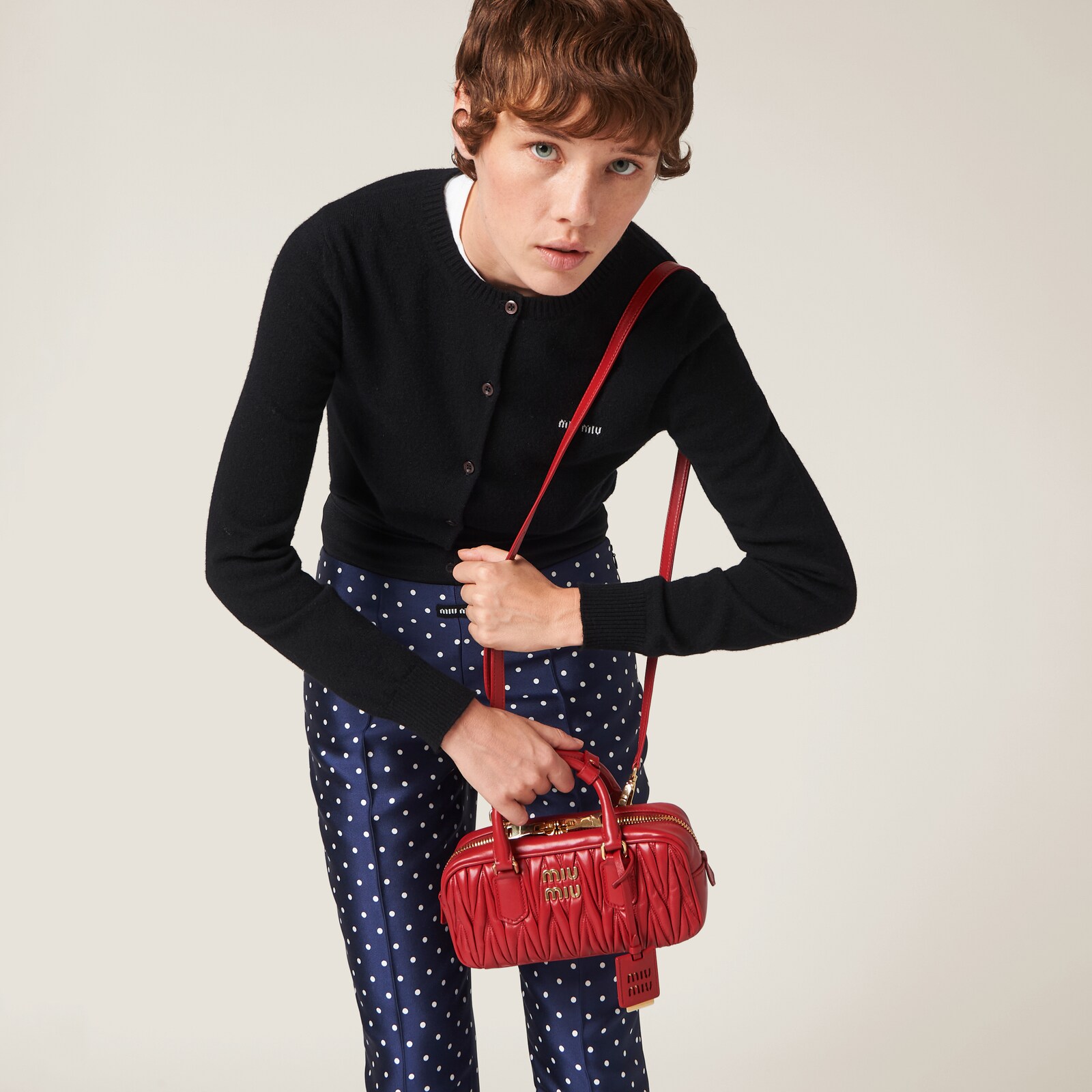 ARCADIE MATELASSÉ BAG 24 IN CERISE RED CALFSKIN GOLD HARDWARE