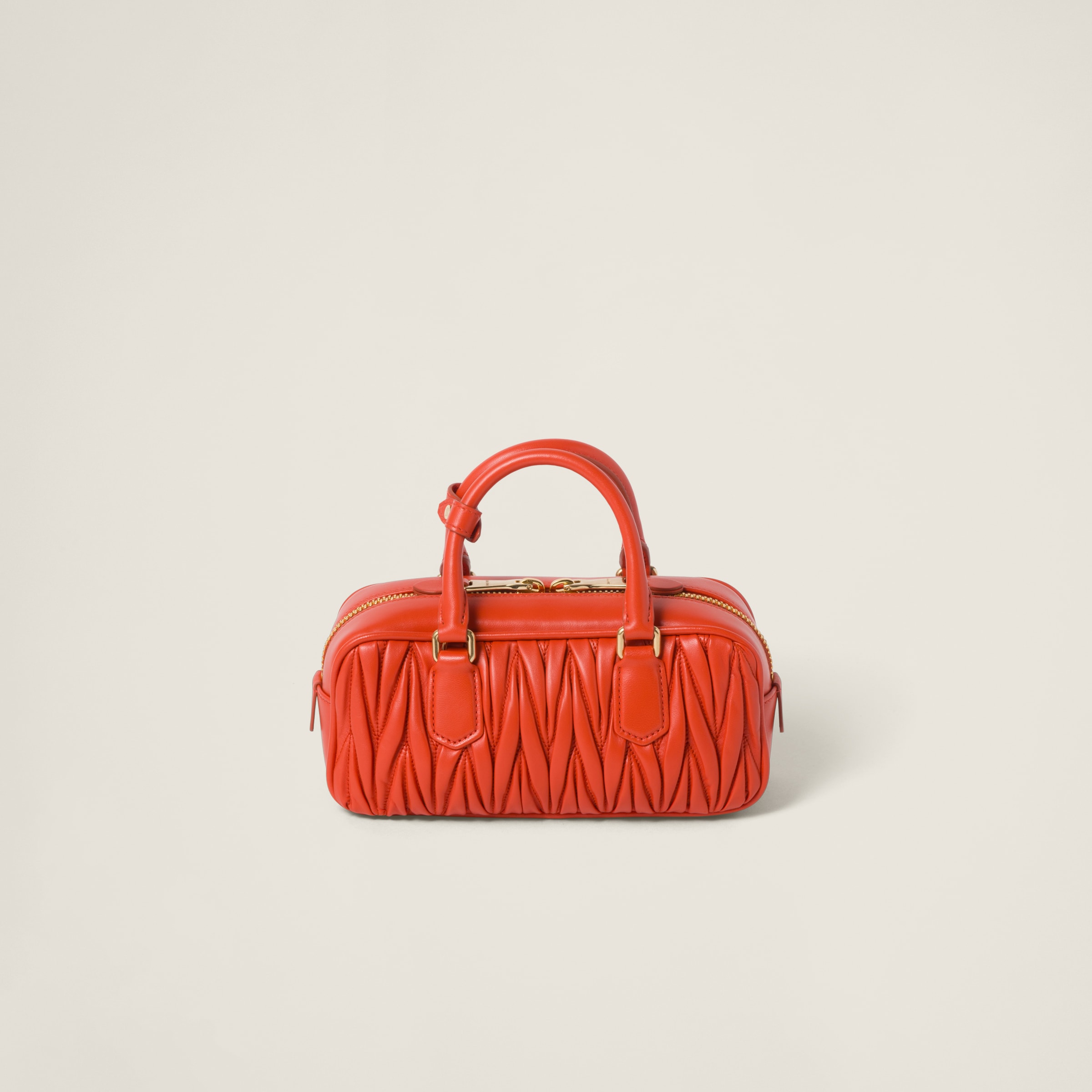 Shop Miumiu Arcadie Matelassé Nappa Leather Bag In Orange