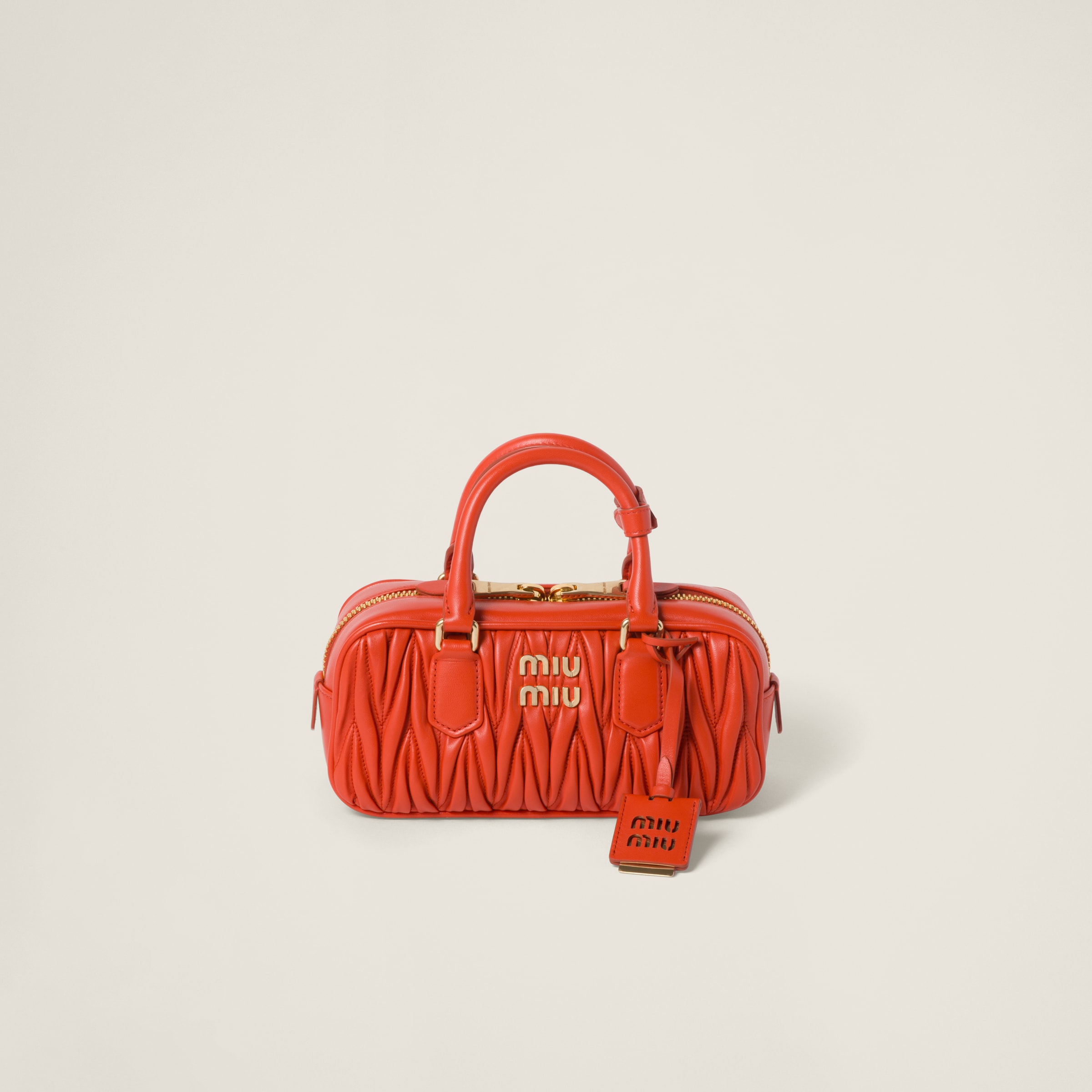 Orange Arcadie Matelasse Nappa Leather Bag Miu Miu