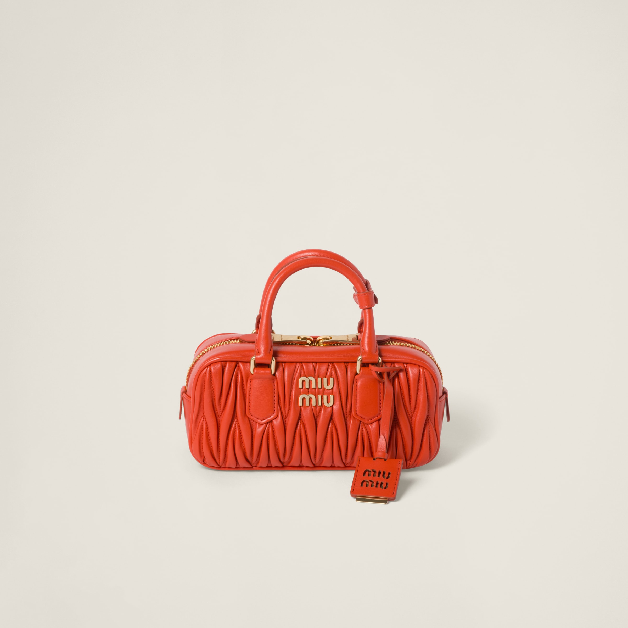 Miumiu Arcadie Matelassé Nappa Leather Bag In Orange