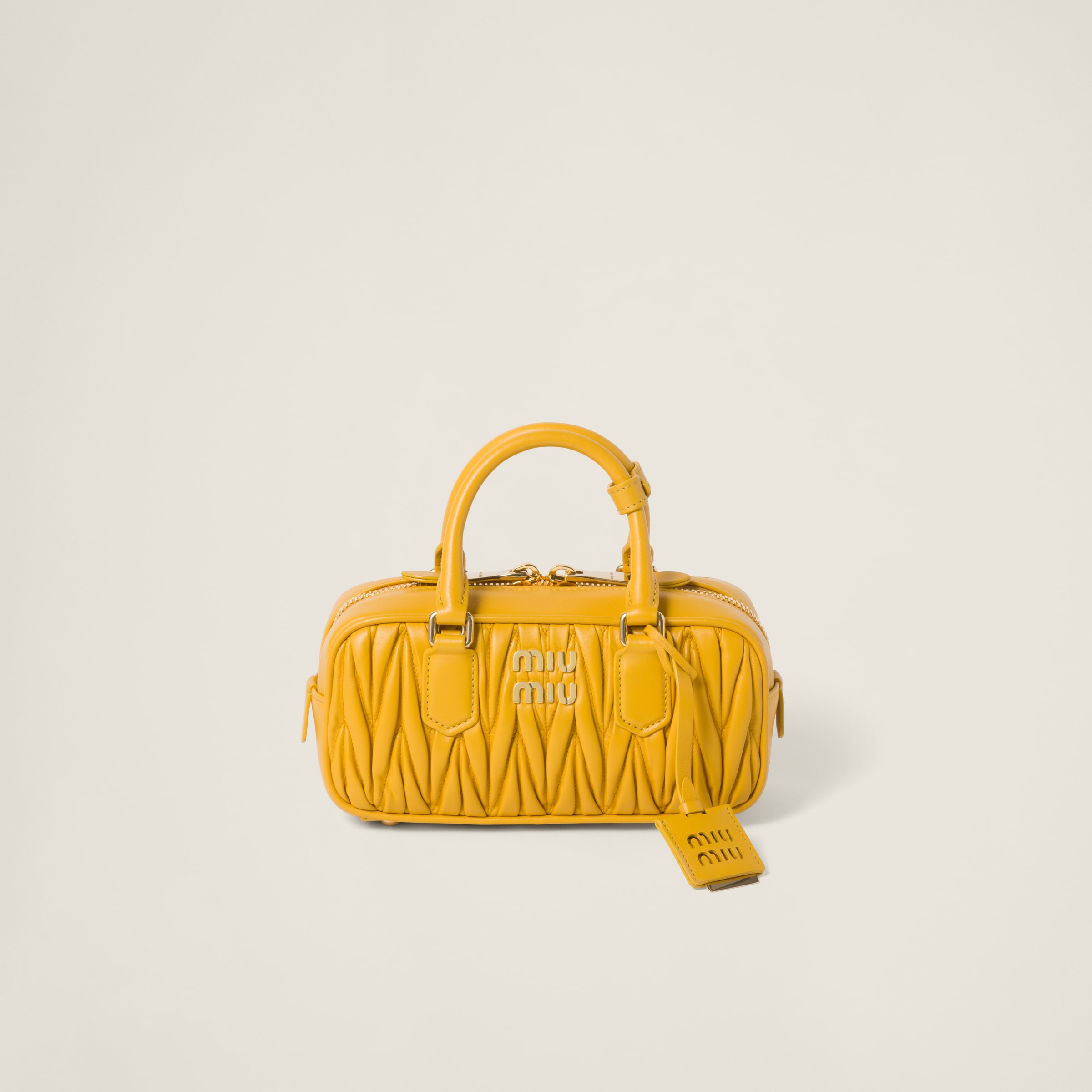 Miumiu Arcadie Matelassé Nappa Leather Bag In Sunny Yellow