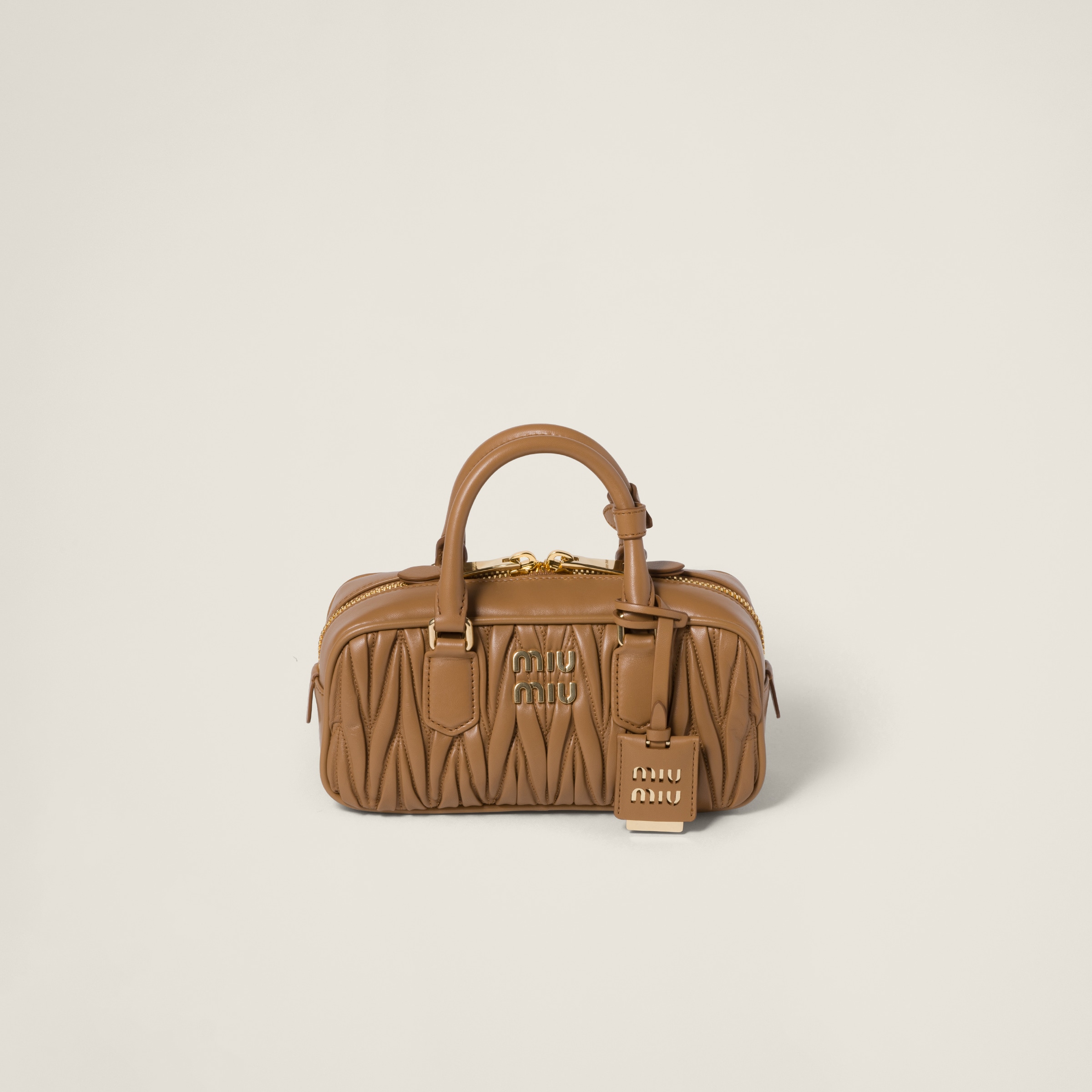 Miumiu Arcadie Matelassé Nappa Leather Bag In Brown