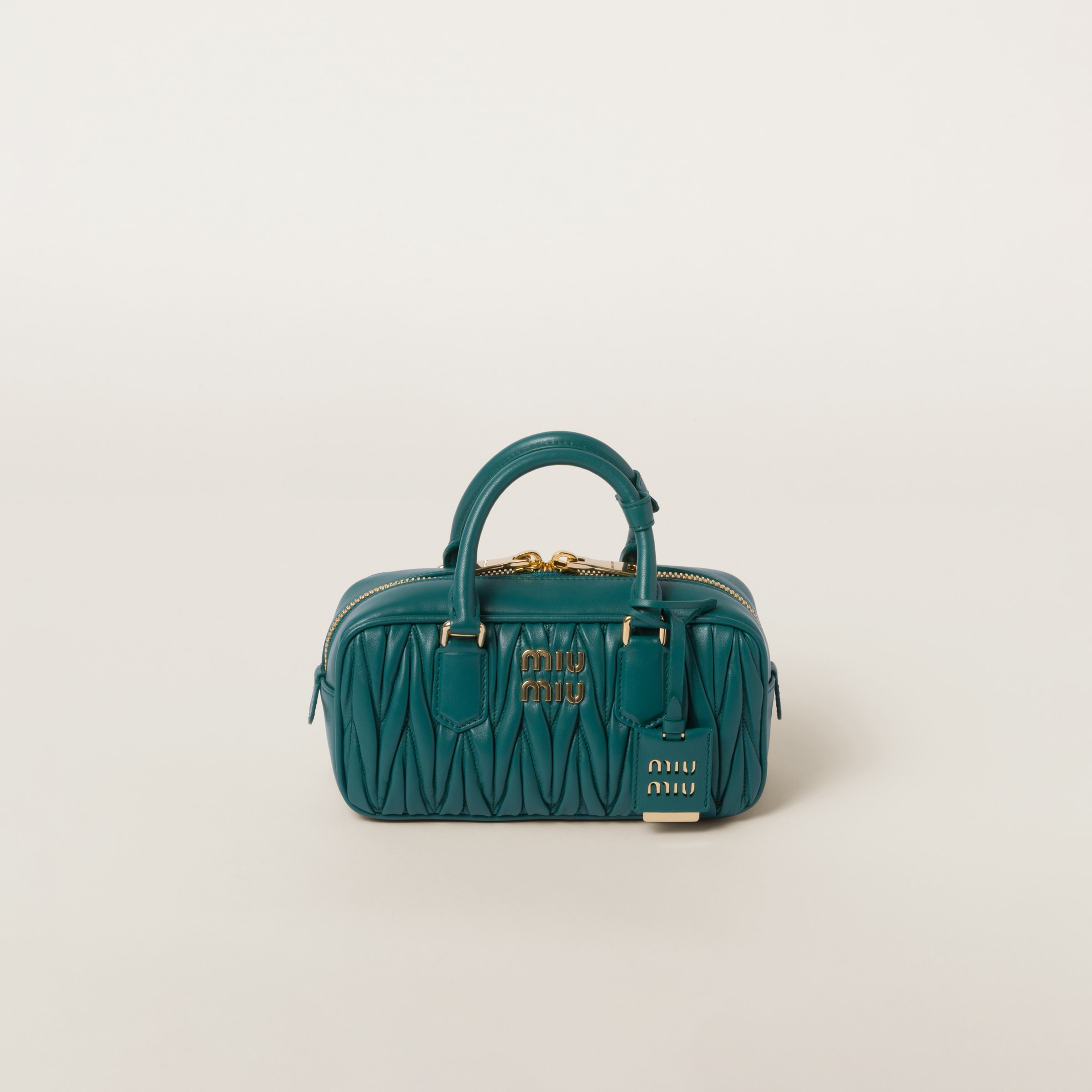 Miu Miu Arcadie Matelassé Nappa Leather Bag In Lagoon Blue