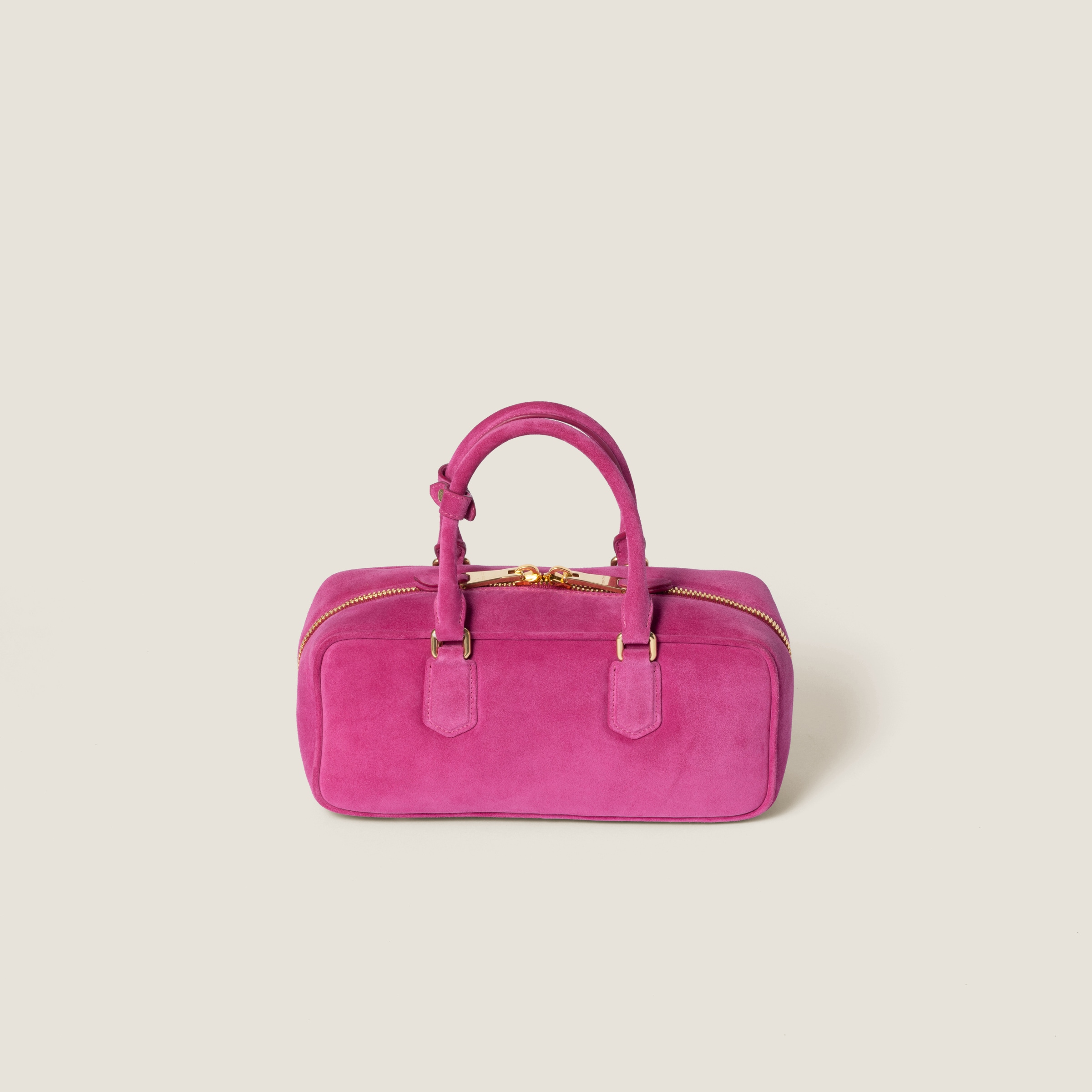 Miu Miu Arcadie Padded Suede Top-handle Bag In Fuchsia