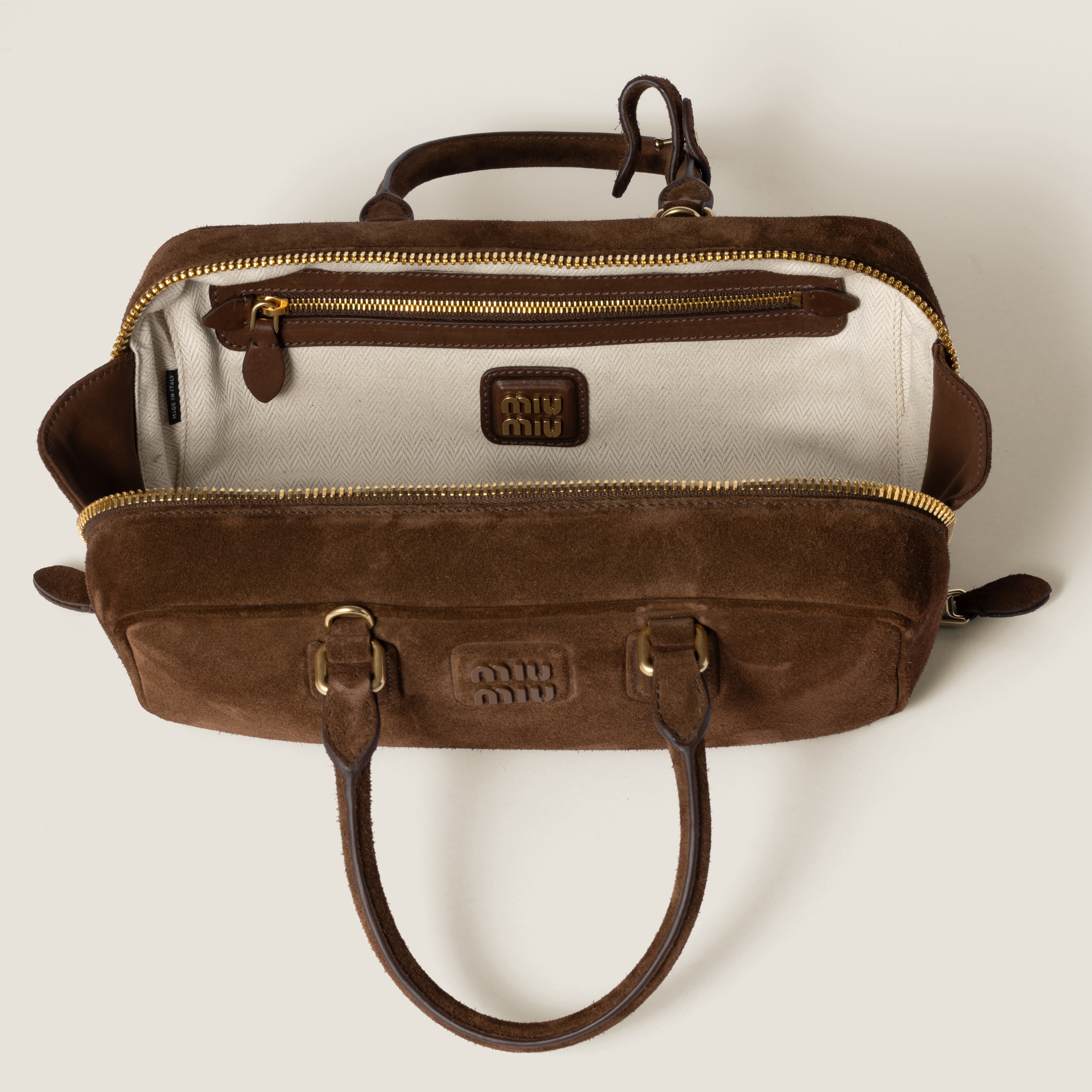 Miu Miu Arcadie Suede Bag In Cocoa Brown