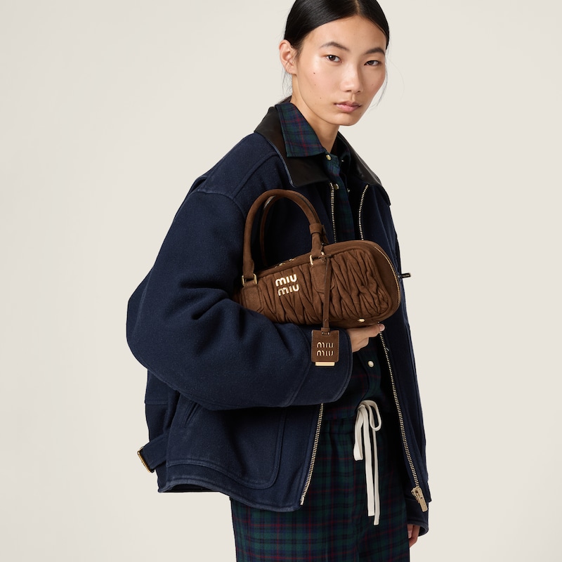 Arcadie matelassé suede bag