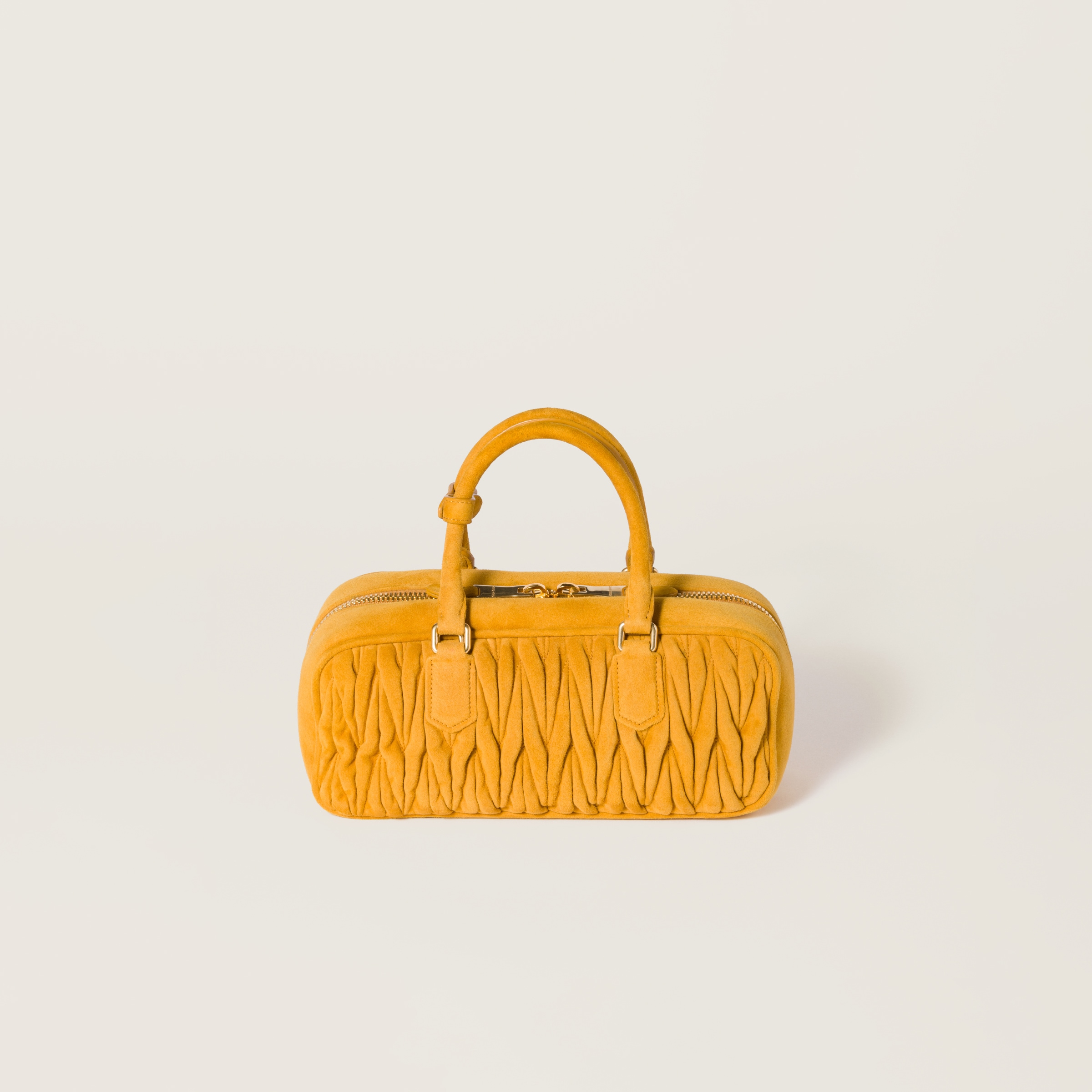 Miu Miu Arcadie Matelassé Suede Bag In Whiskey