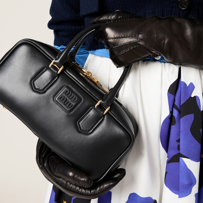 Tobacco/chalk White Leather And Cord Trick | Miu Miu