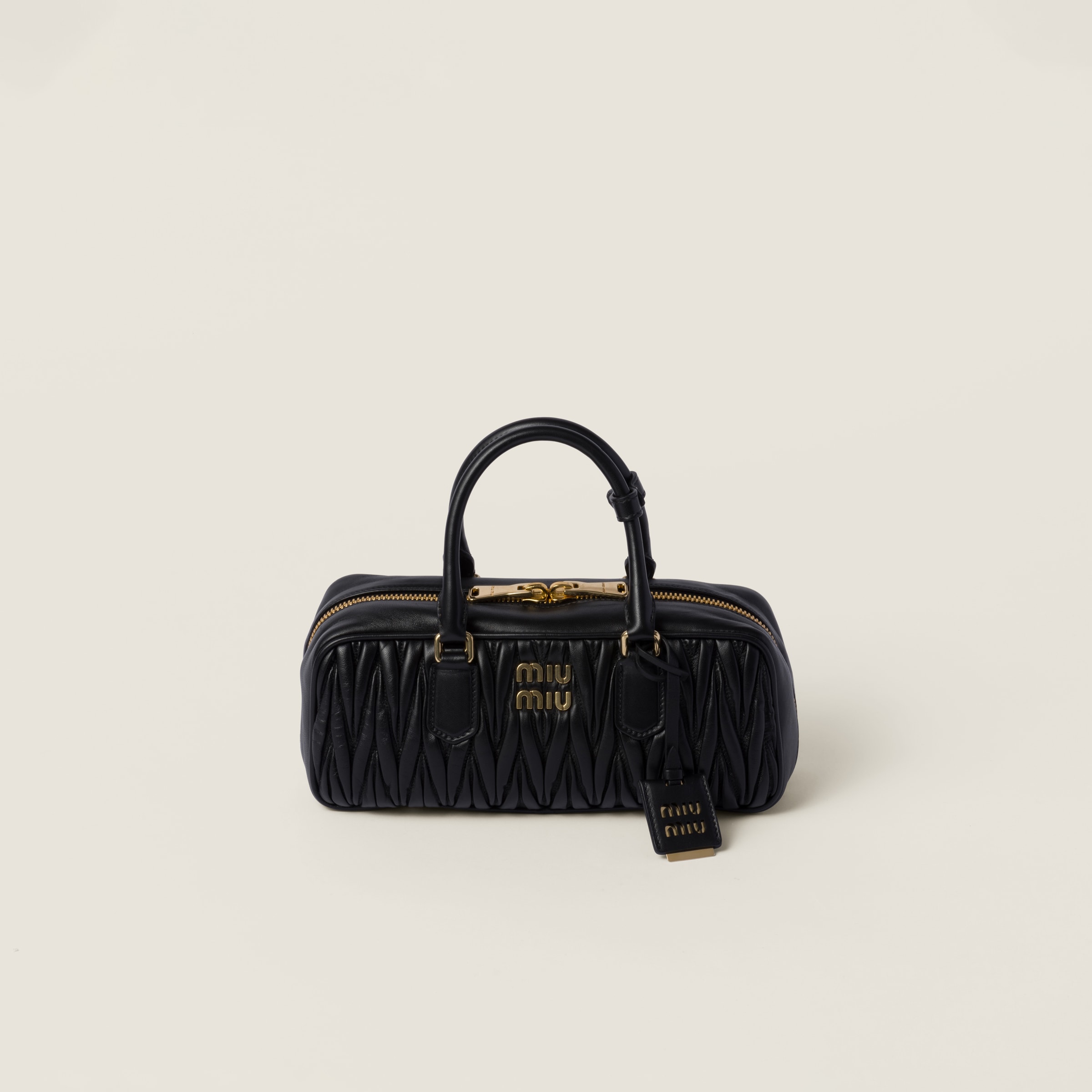 Miu Miu Matelassé Nappa Leather Top-handle Bag in Black