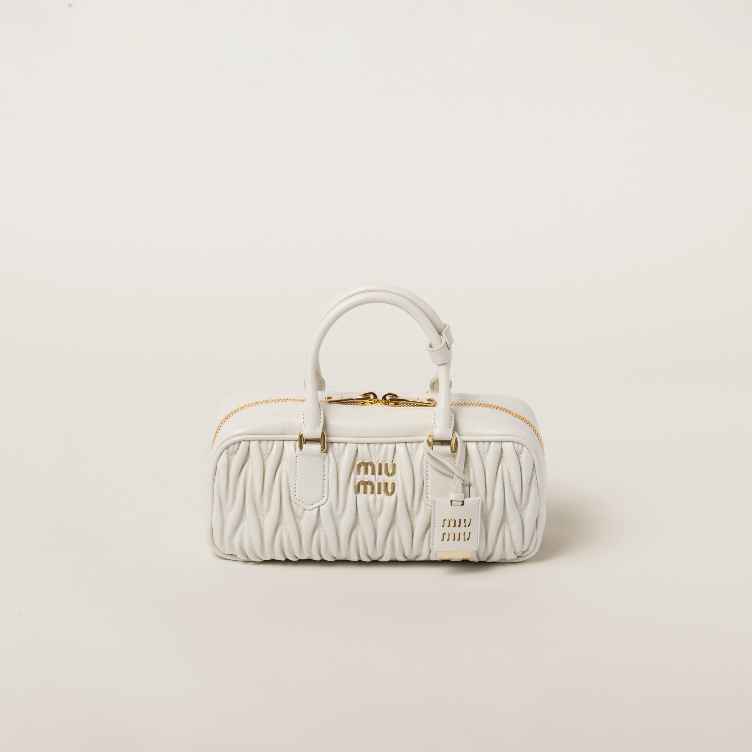 Miu Miu Arcadie Matelassé Nappa Leather Bag In White