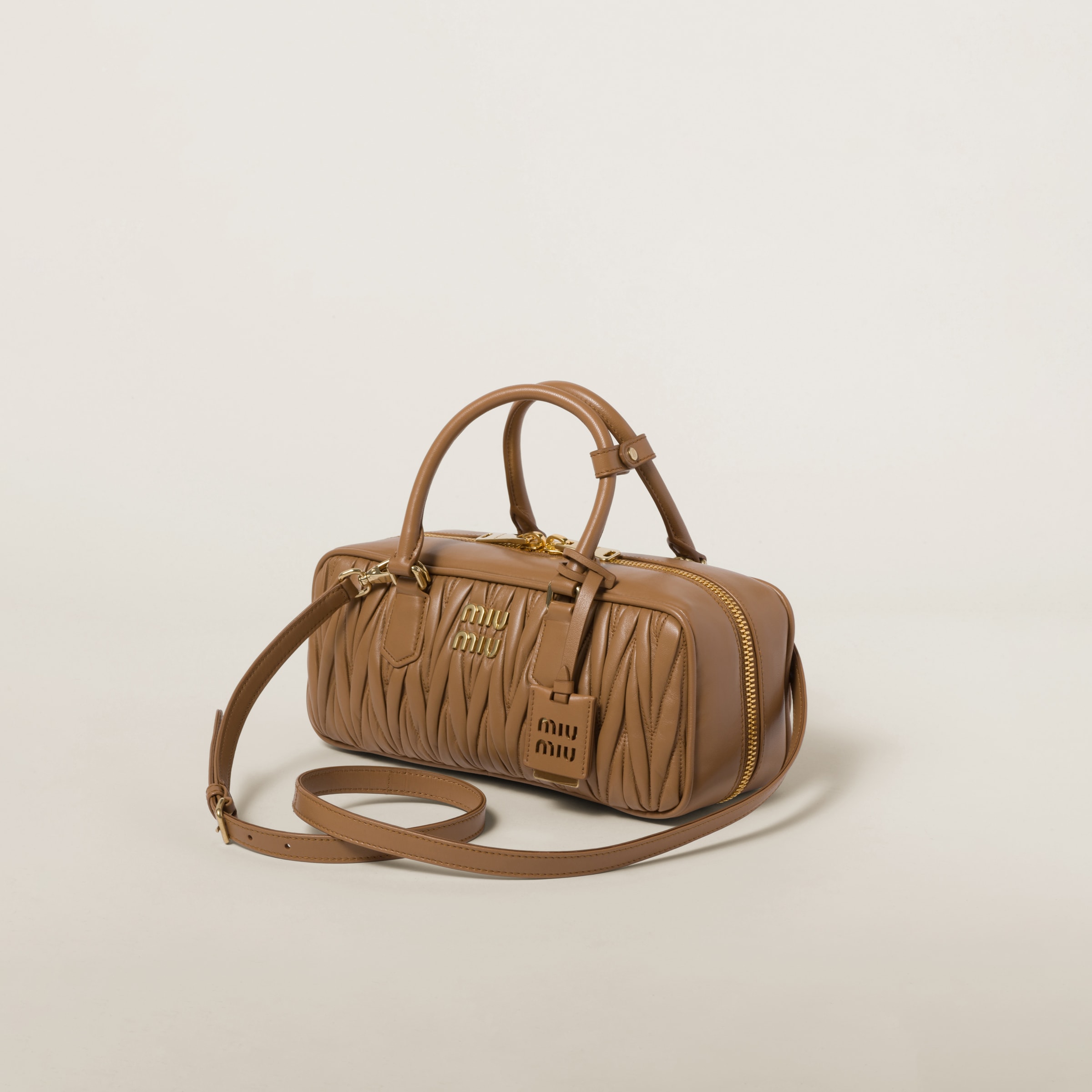 Caramel Arcadie Matelassé Nappa Leather Bag | Miu Miu